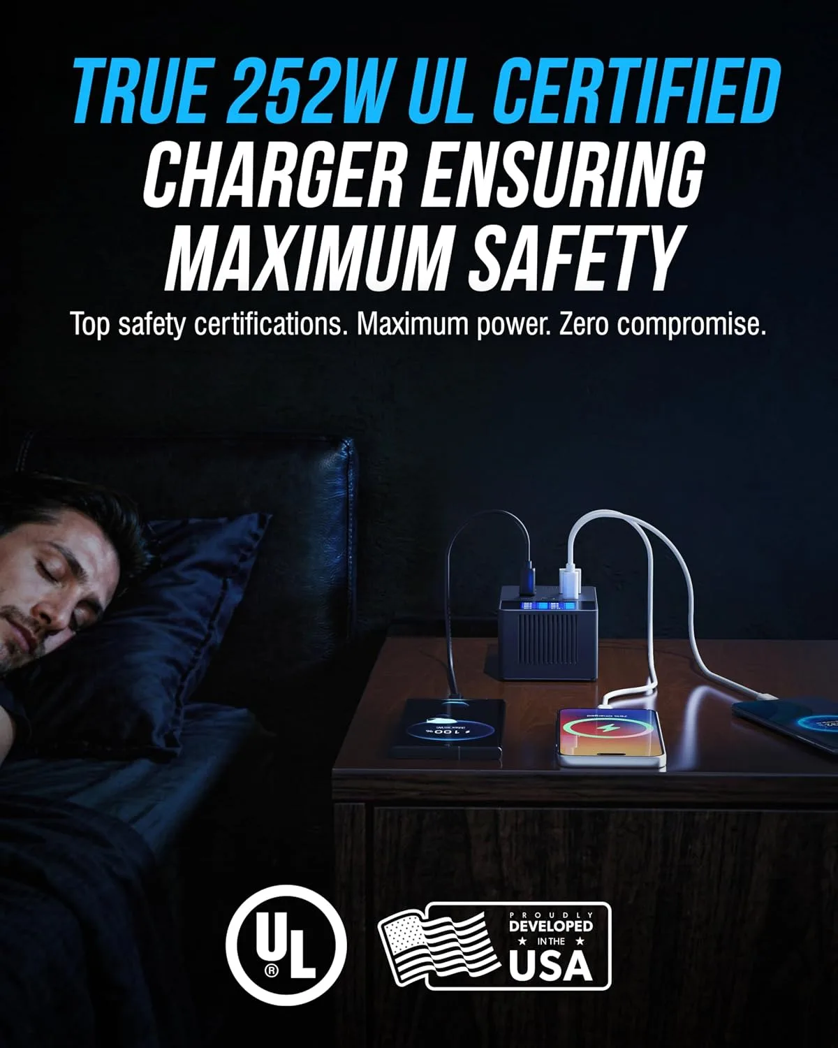 SABRENT VOLTIK Charging Station, 252W 8-Port USB C and USB A, LCD Display
