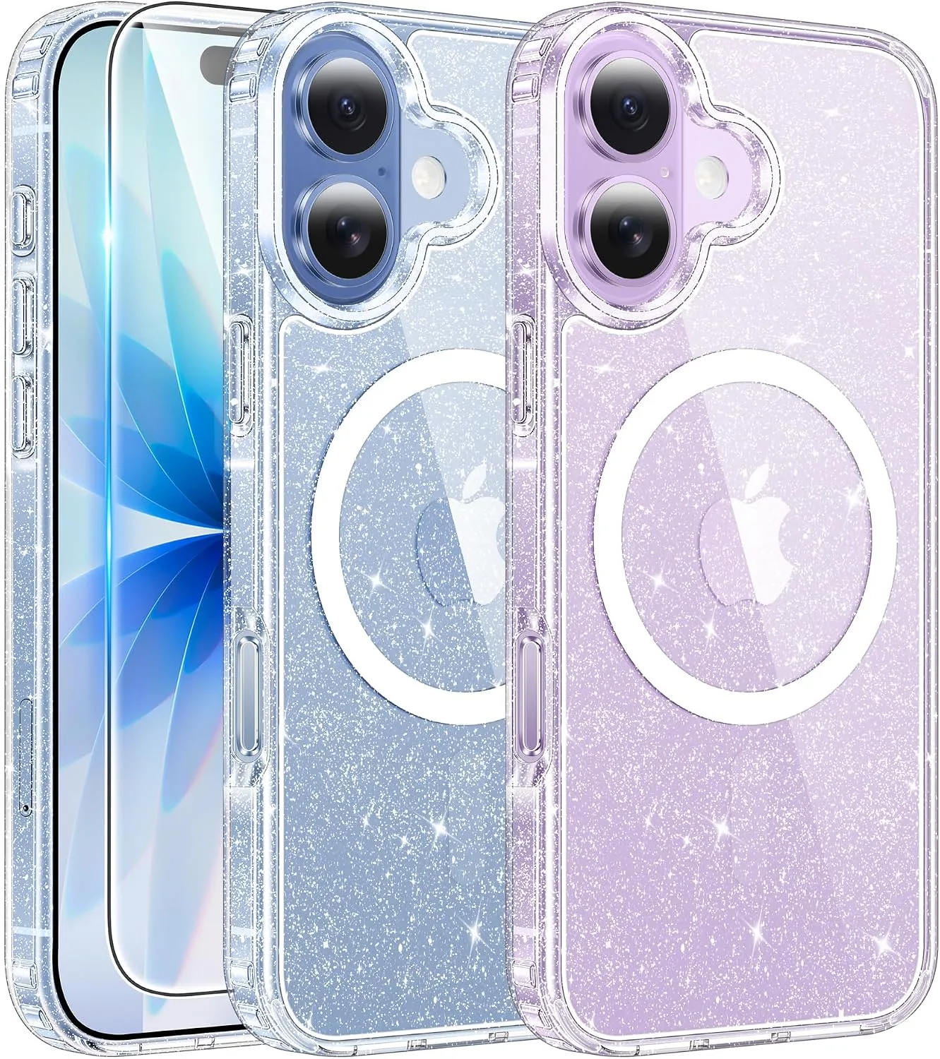 Carcasa Fntcase para iPhone 17 transparente con glitter y compatible con Magsafe