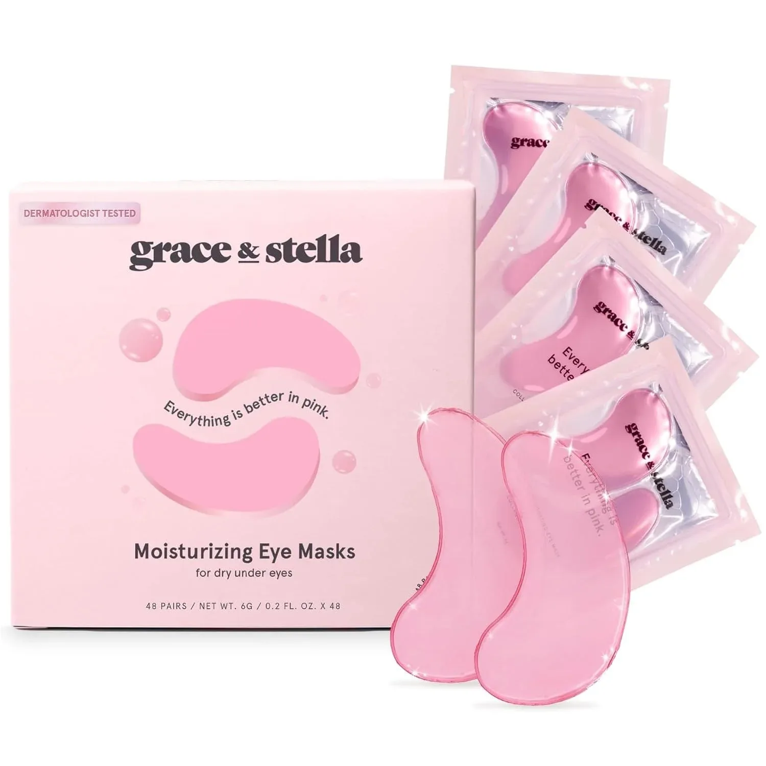 Mascarilla para contorno de ojos Grace & Stella 48 pares rosa