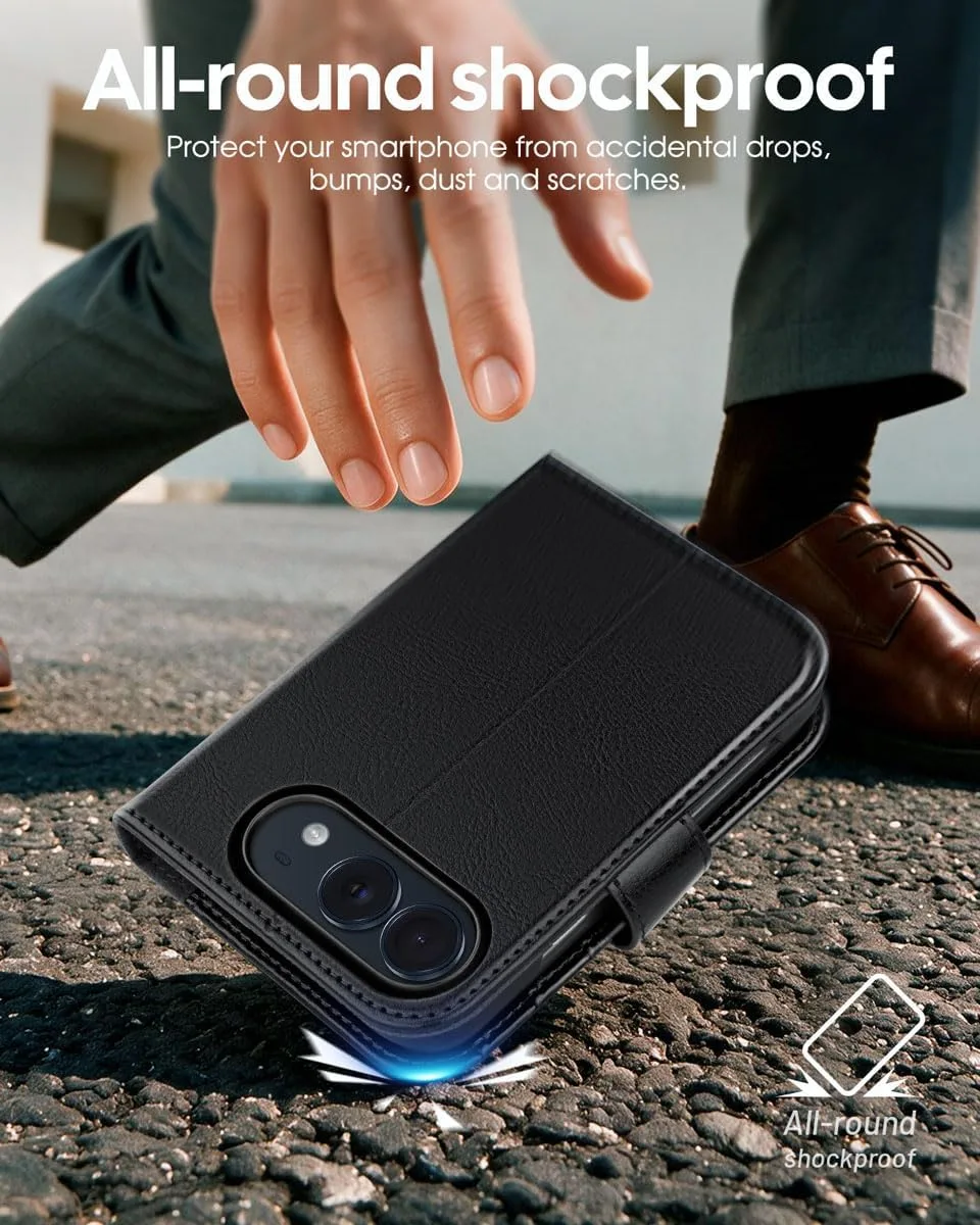 OCASE for iPhone Duo Wallet Case with Card Holder, Black