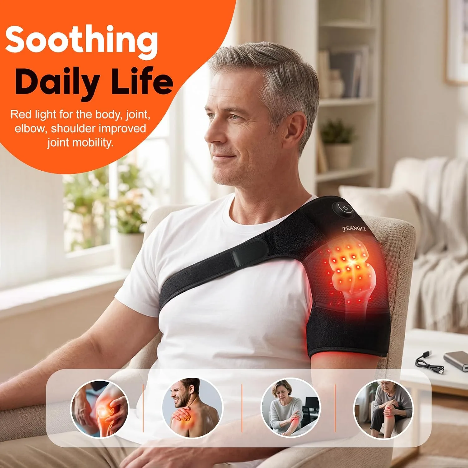 feangli Red Light Therapy Knee Brace for Pain Relief, Cordless Knee Wrap