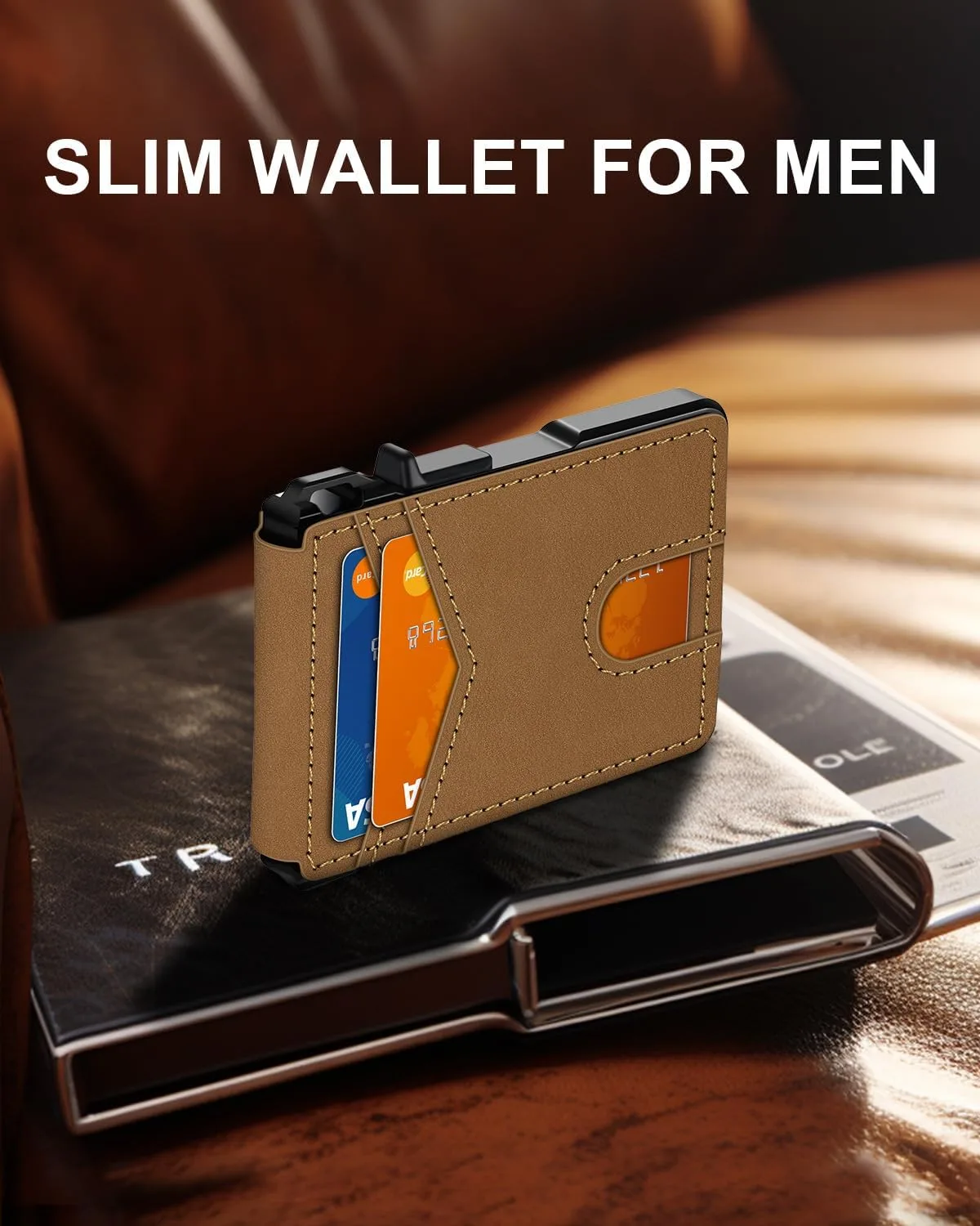 Wallet for Mens Minimalist Wallet 9-13 Cards RFID Blocking Slim Wallet