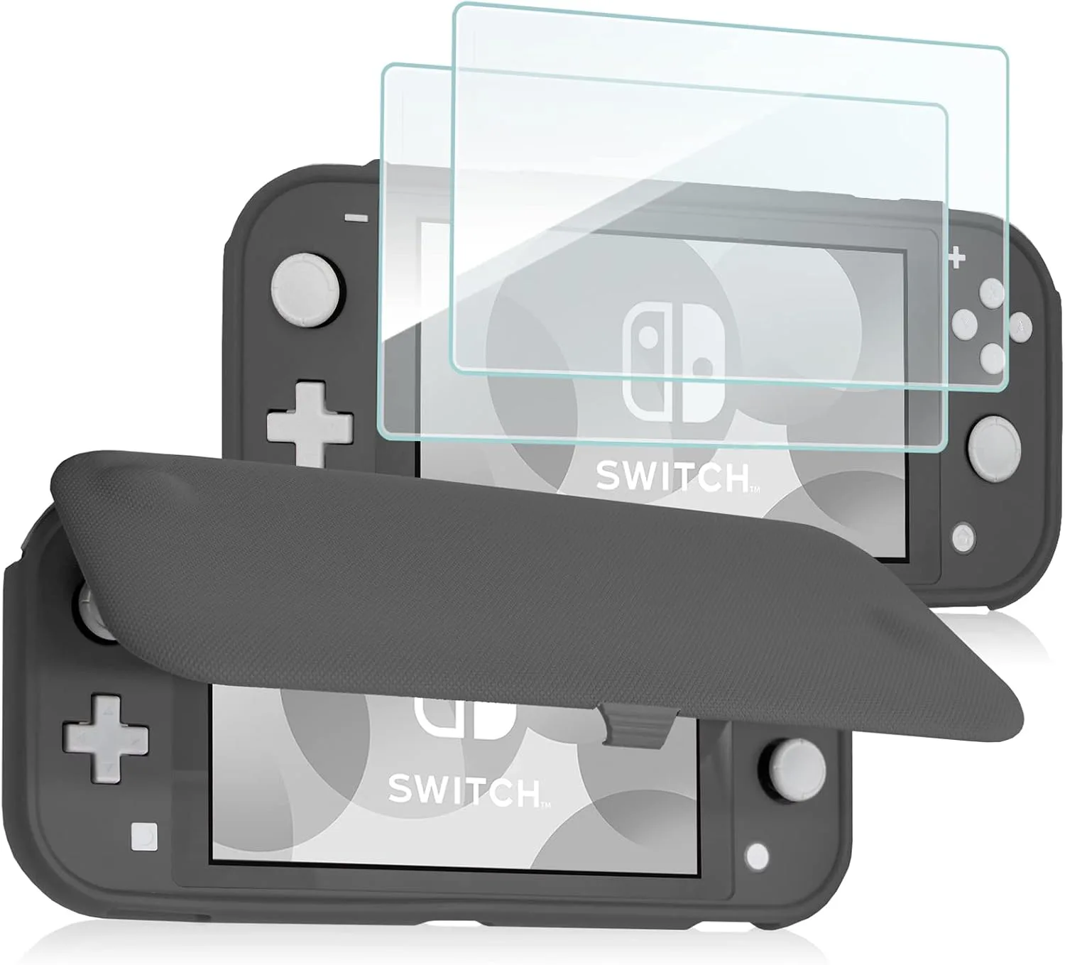 ProCase Flip Cover for Switch Lite with 2 Pack Screen Protectors, Grey