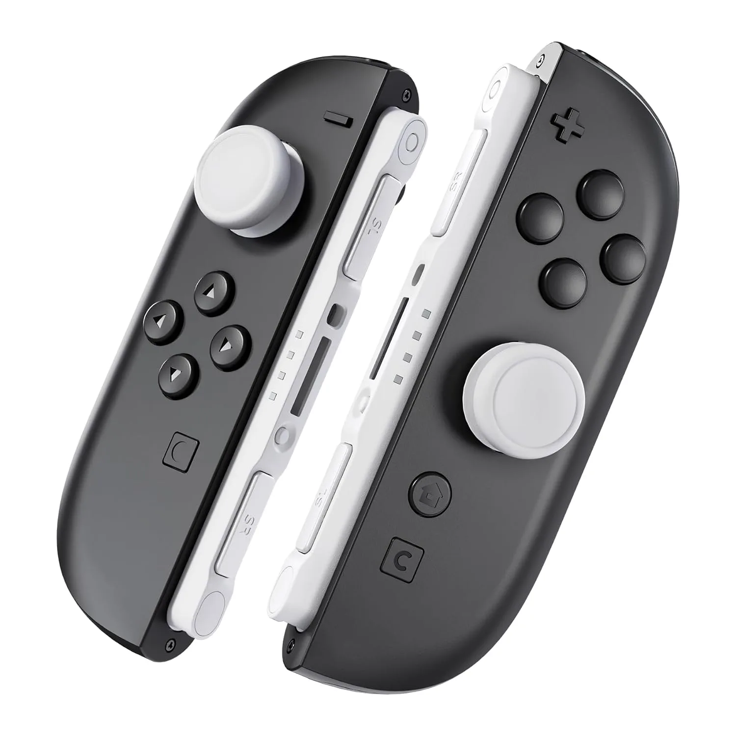 eXtremeRate Replacement 3D Joystick & Thumb Grips & Side Rail Shell Buttons for Nintendo Switch 2 JoyCon, Console Rail Stickers Controller Left Right Analog Stick Thumbsticks Caps for Switch 2 - White