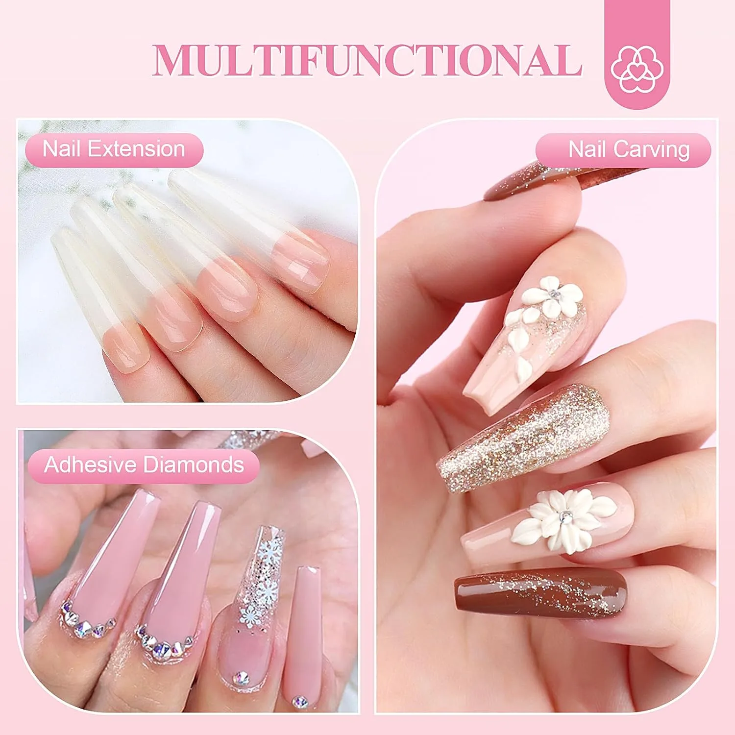 SAVILAND Acrylic Nail Kit for Beginners with Everything, White Pink Clear