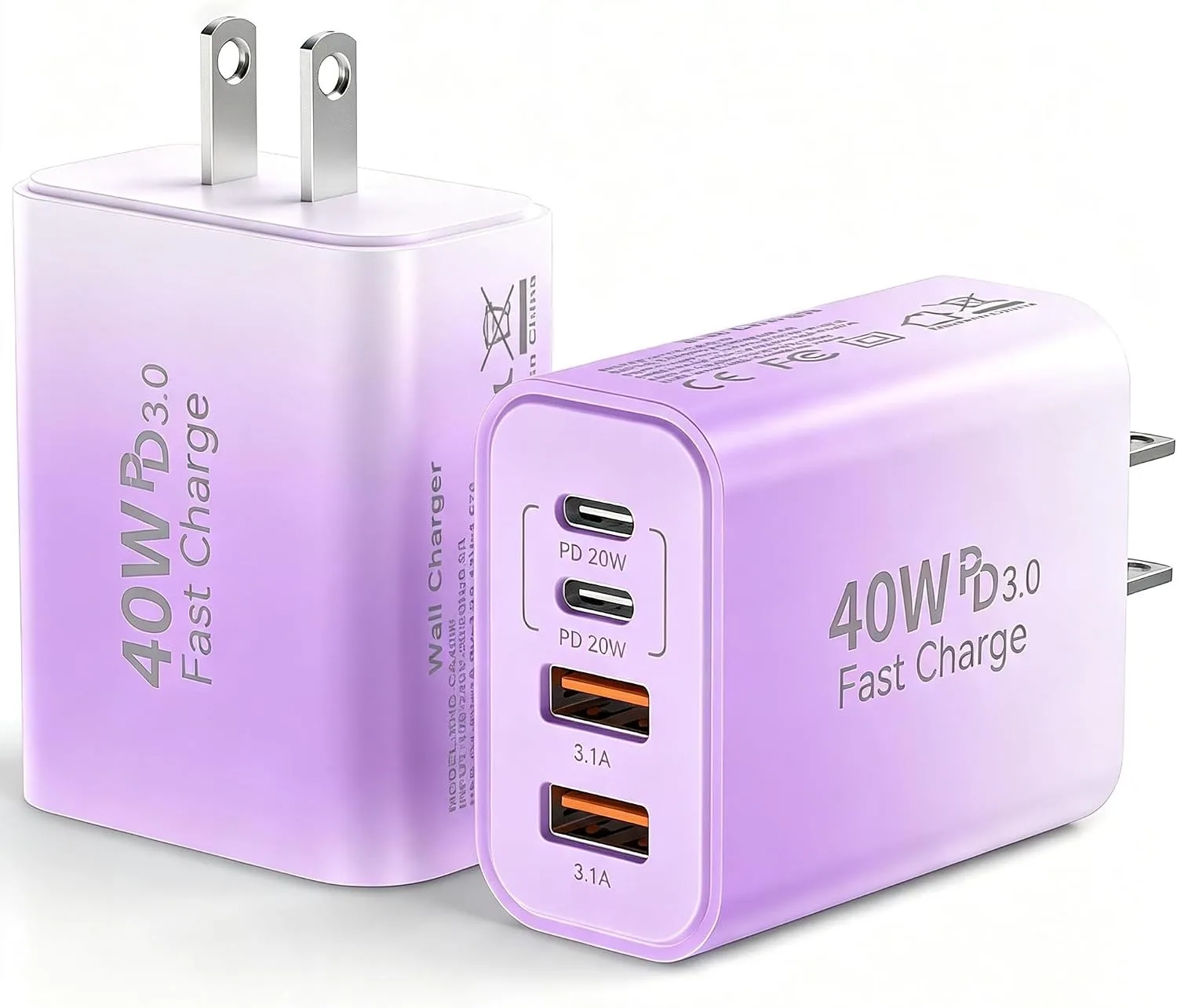 USB C Wall Charger Block, 40W USB Type C iPhone Charger Fast Charging Block