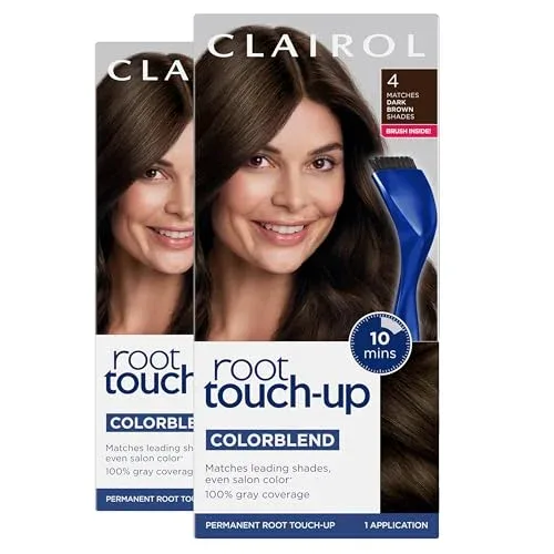 Clairol Root Touch Up Permanent Hair Dye, 4 Dark Brown, Pack of 2