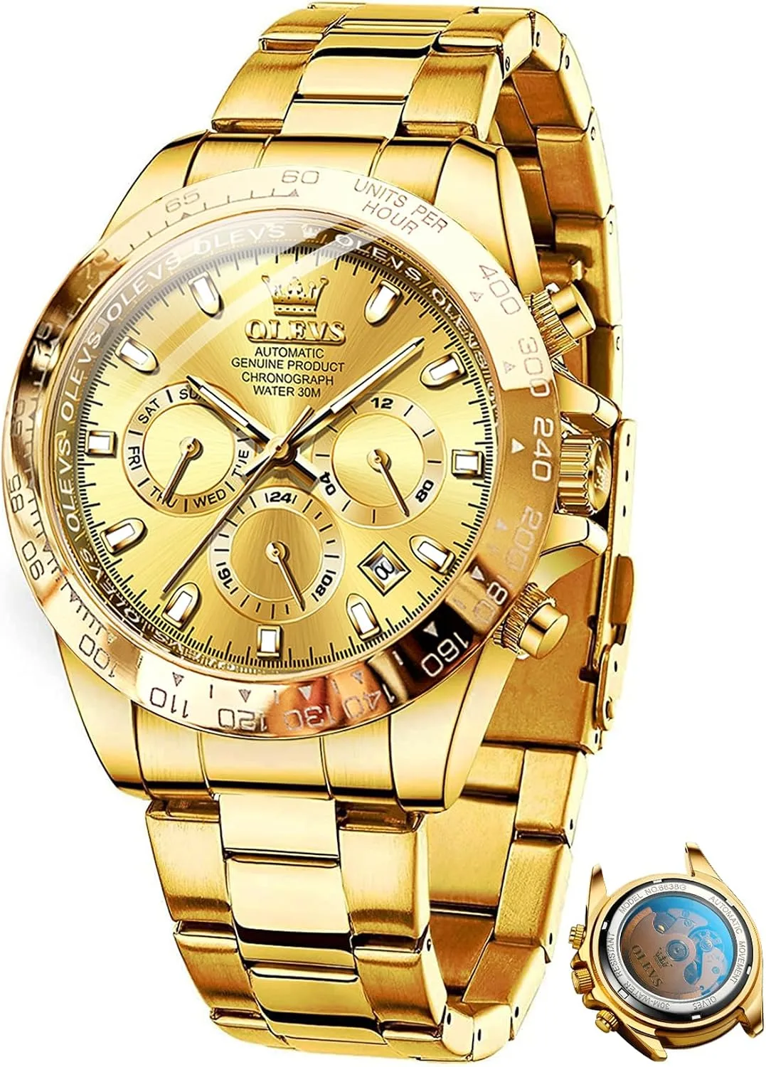 OLEVS Automatic Gold Watches for Men Luxury Classic Stainless Steel