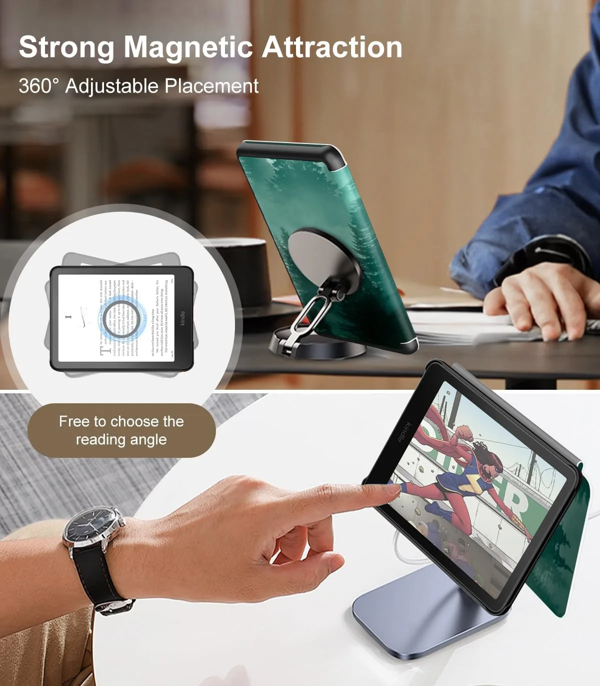 Moko Magnetic Case for 7" Kindle Paperwhite 12th/Colorsoft, Green Forest
