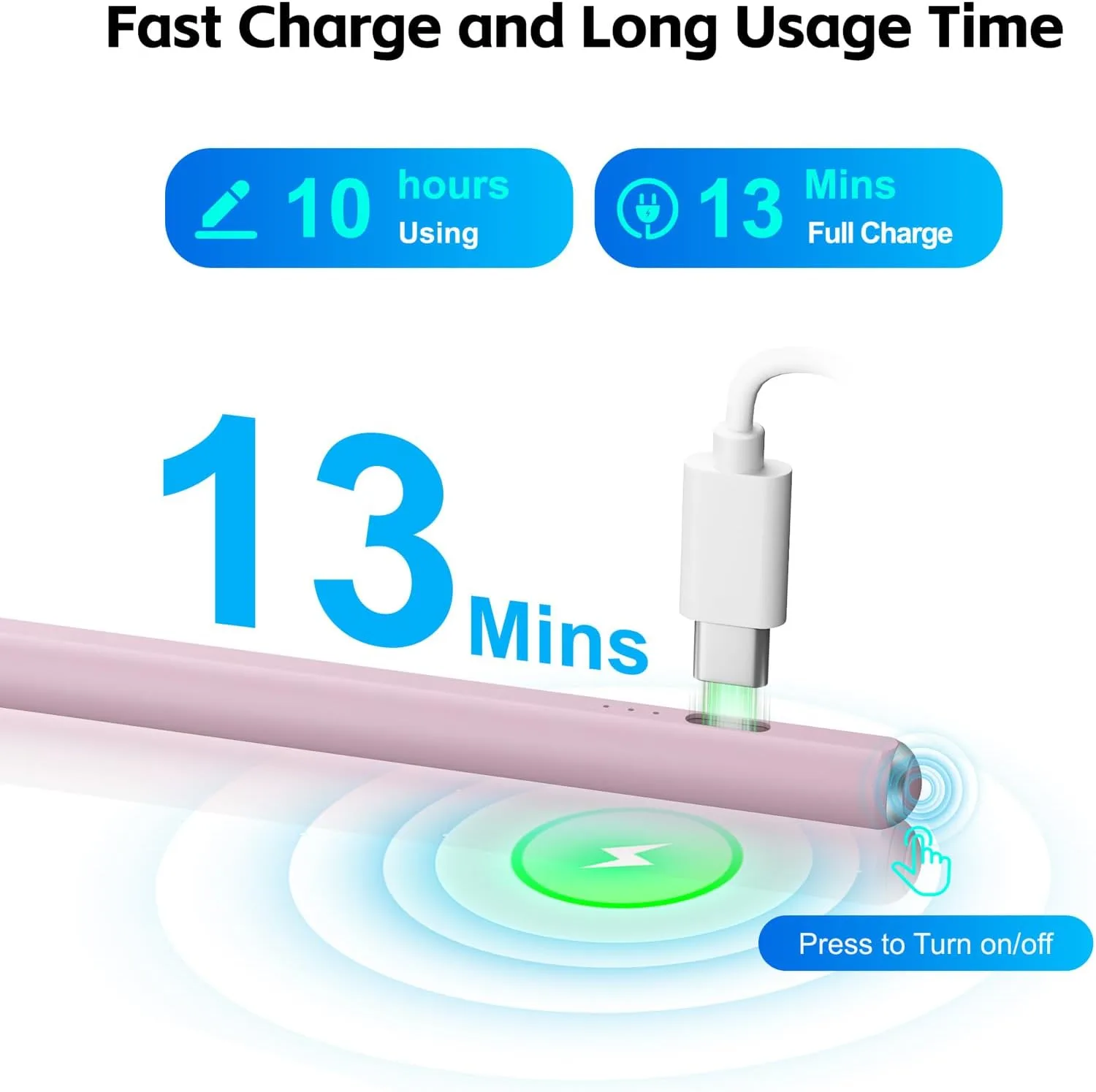 Stylus Pen for iPad 2026-2018 with 13mins Fast Charge,Tilt Sensitivity