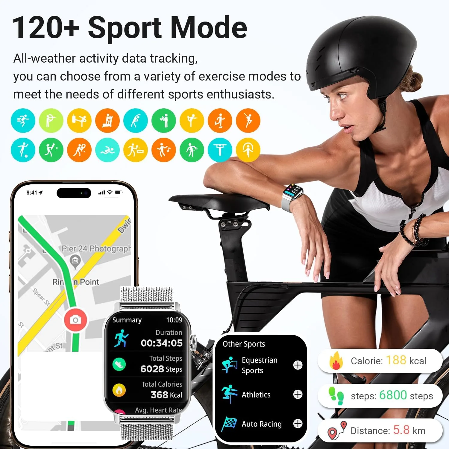 Trendia Smart Watch for Women, 1.83''HD with Bluetooth Answer/Make Calls, 3 Bands, Fitness Tracker Heart Rate Sleep Monitor, 120+ Sport Modes, IP68 Waterproof, 7 Day Battery, Smartwatch (Silver)