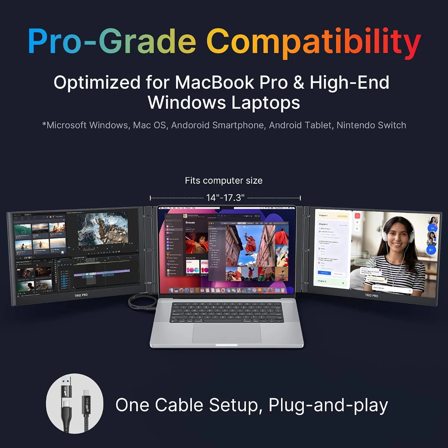 New Mobile Pixels Trio 3 Pro 14.1" QHD 1400P Triple Portable Monitor