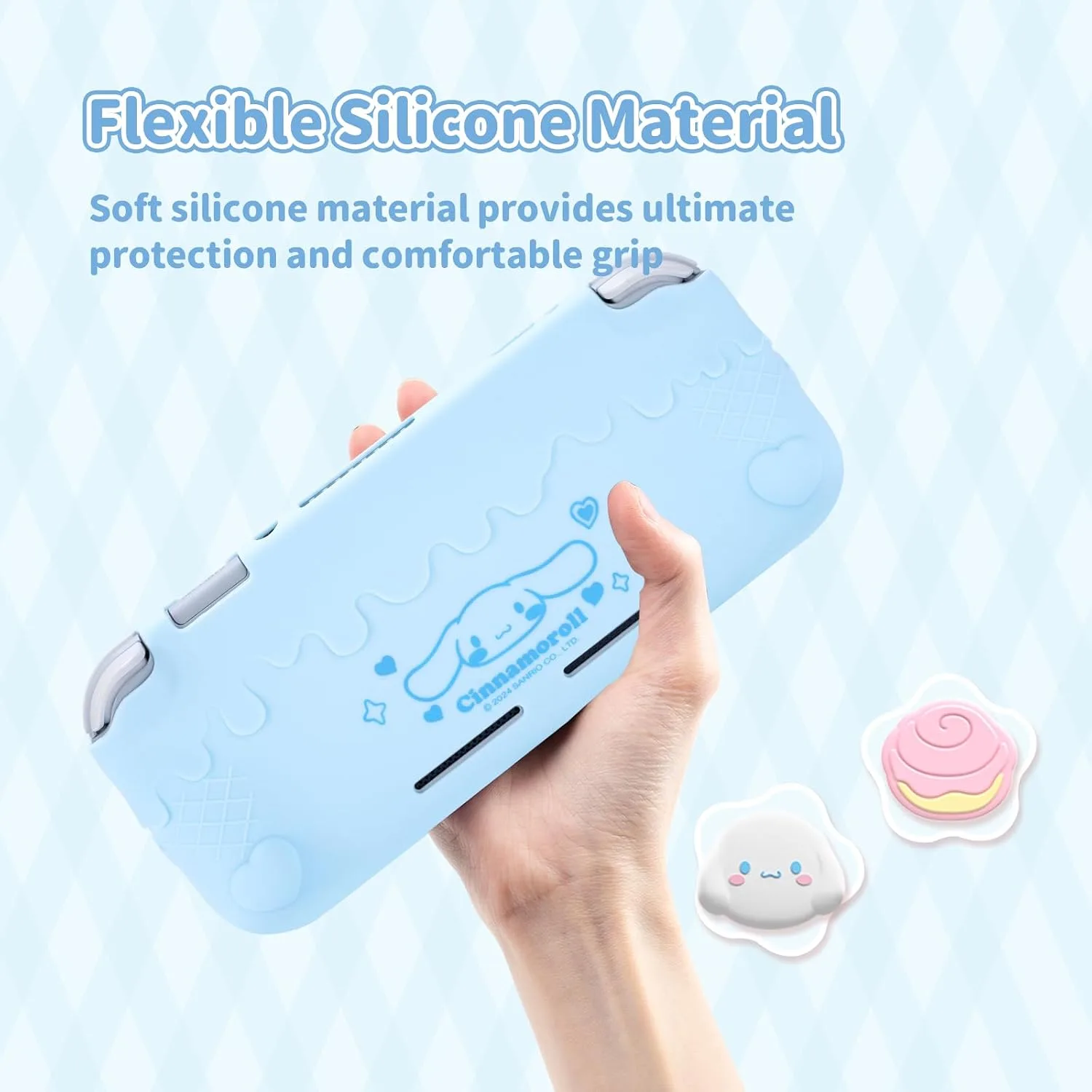 Kuitmor Switch Lite Protective Case,Soft Silicone Protective Shell,Anti-Scratch Protective Cover Case for Switch Lite with 2 Thumb Grip Caps（Blue Cinnamoroll）