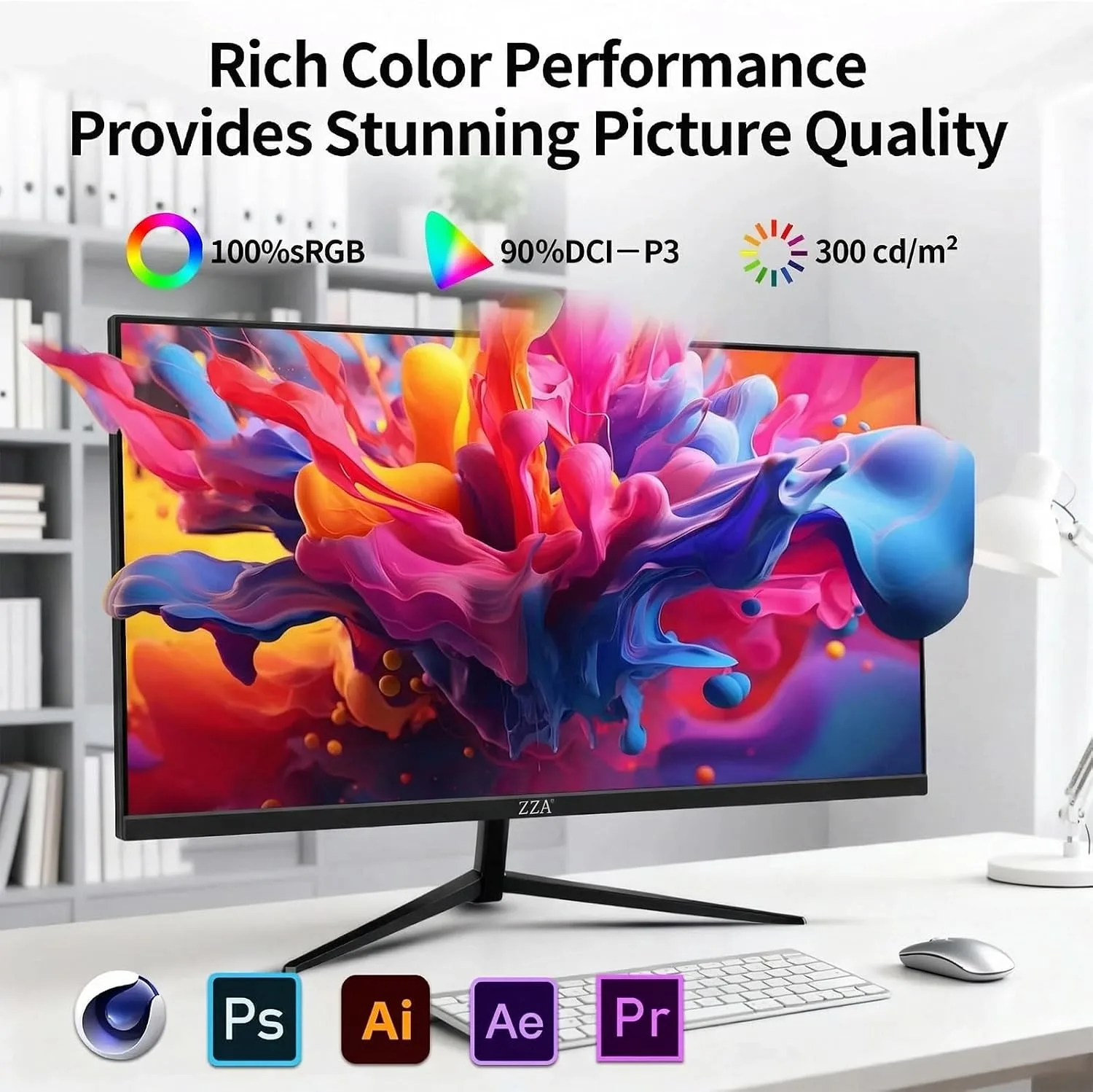ZZA 32" 4K Gaming Monitor - UHD（3840 * 2160） 60Hz Computer Monitor, Immersive Gaming Experience with Refresh Rate, VA Panel, Adptsync Premium | HDR10 | 100% sRGB | 3840x2160