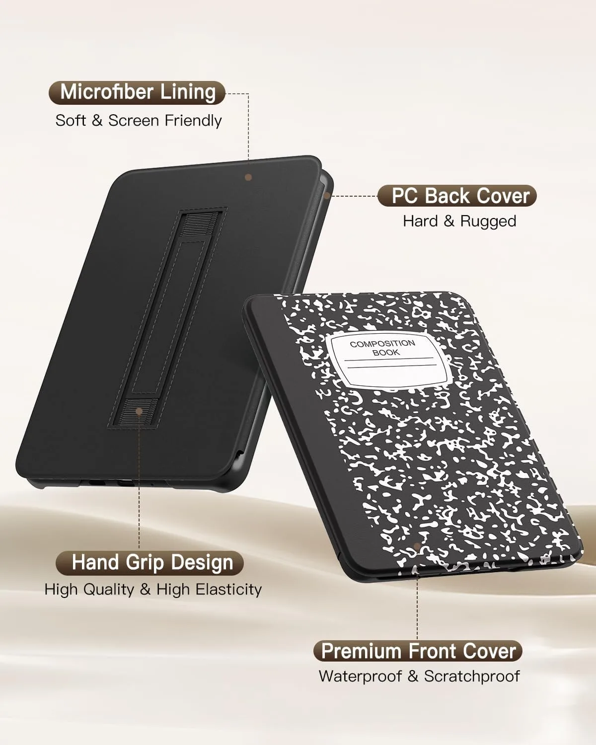 MoKo Case for 7" Kindle Paperwhite 12th Gen 2024, Notebook Black
