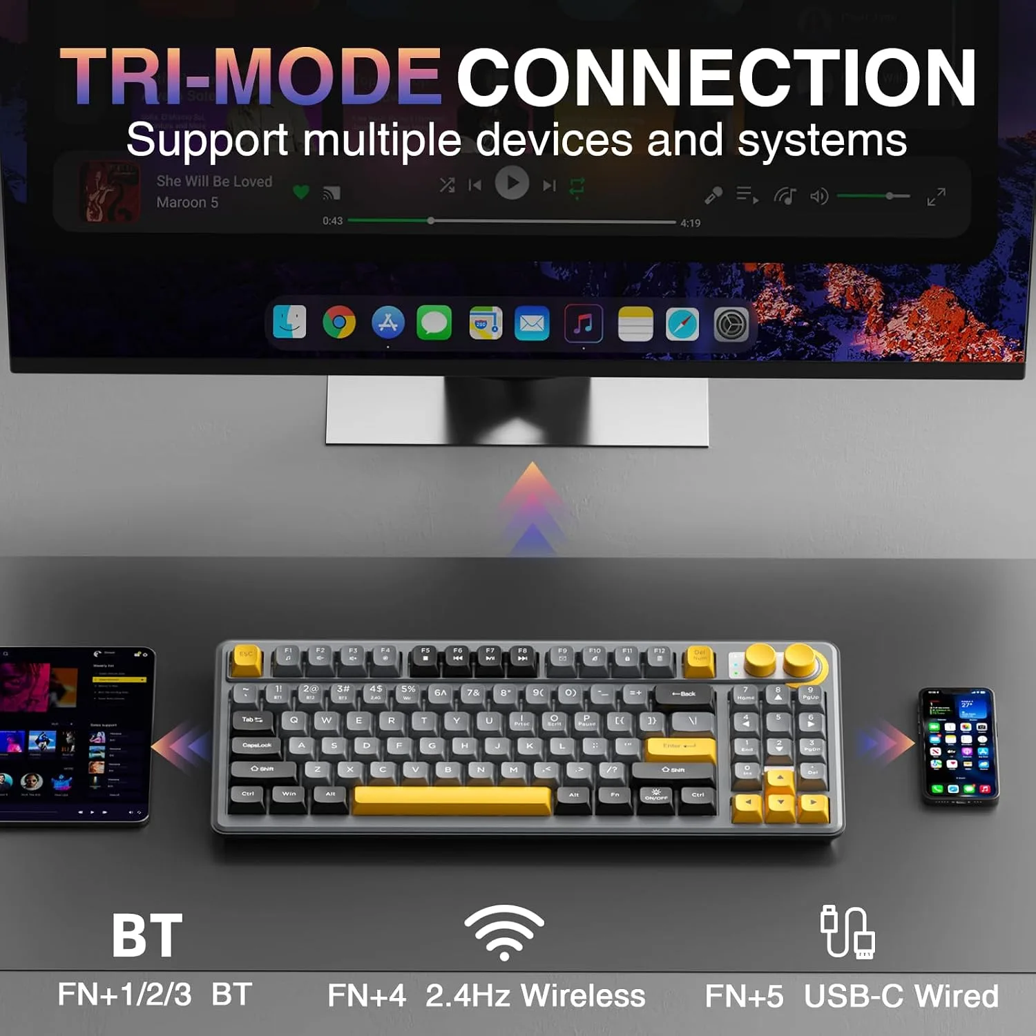 SOLAKAKA SK90 75% Wireless Gaming Keyboard with Media Knob & Number Pad