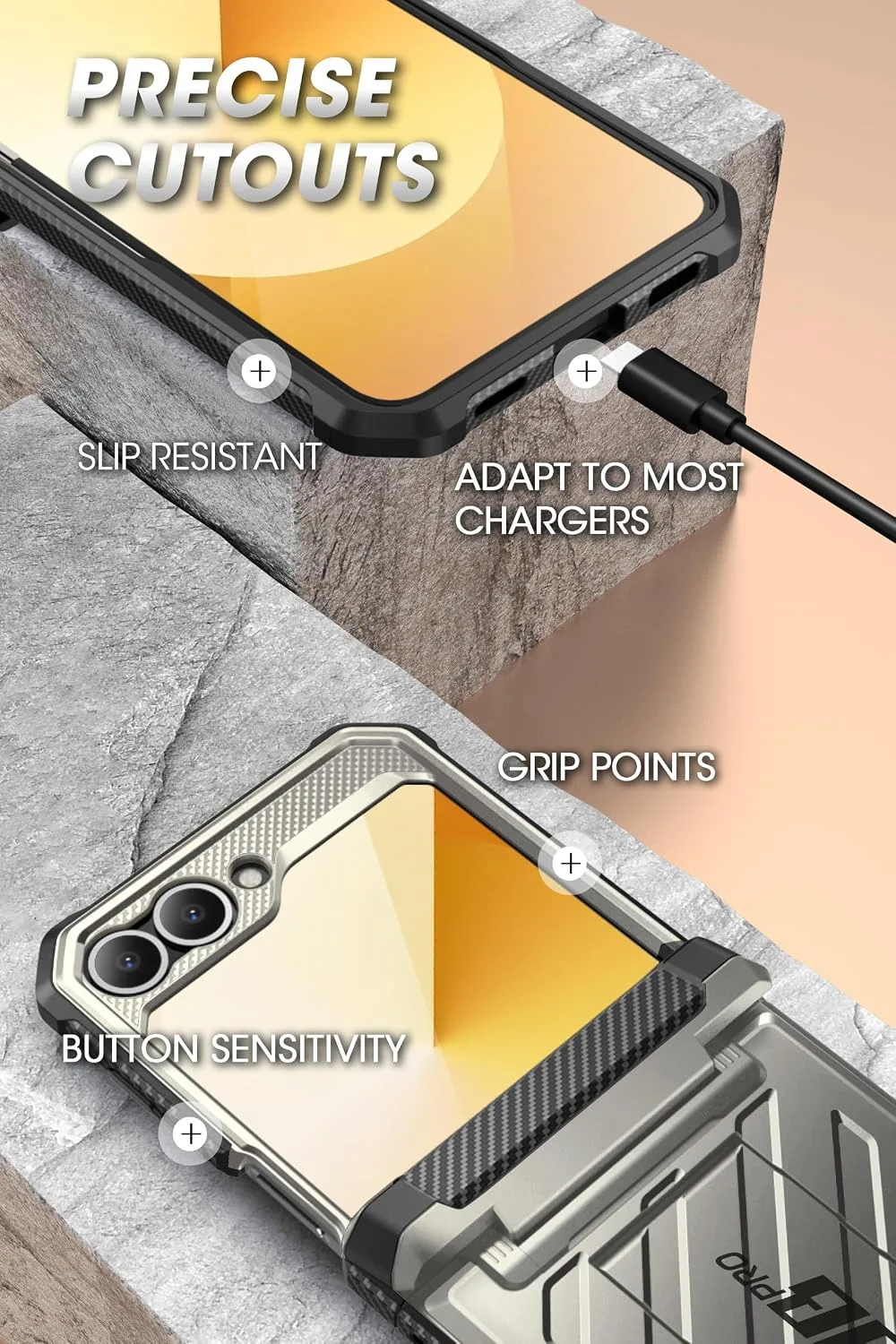 SUPCASE for Samsung Galaxy Z Flip 7 FE / 6/5 Case with Kickstand, Tigray