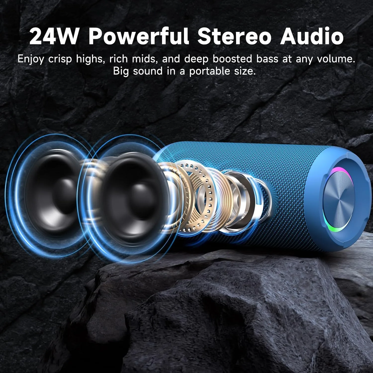 Ortizan X10 Portable Bluetooth Speaker, IPX7 Waterproof, Wireless, Blue