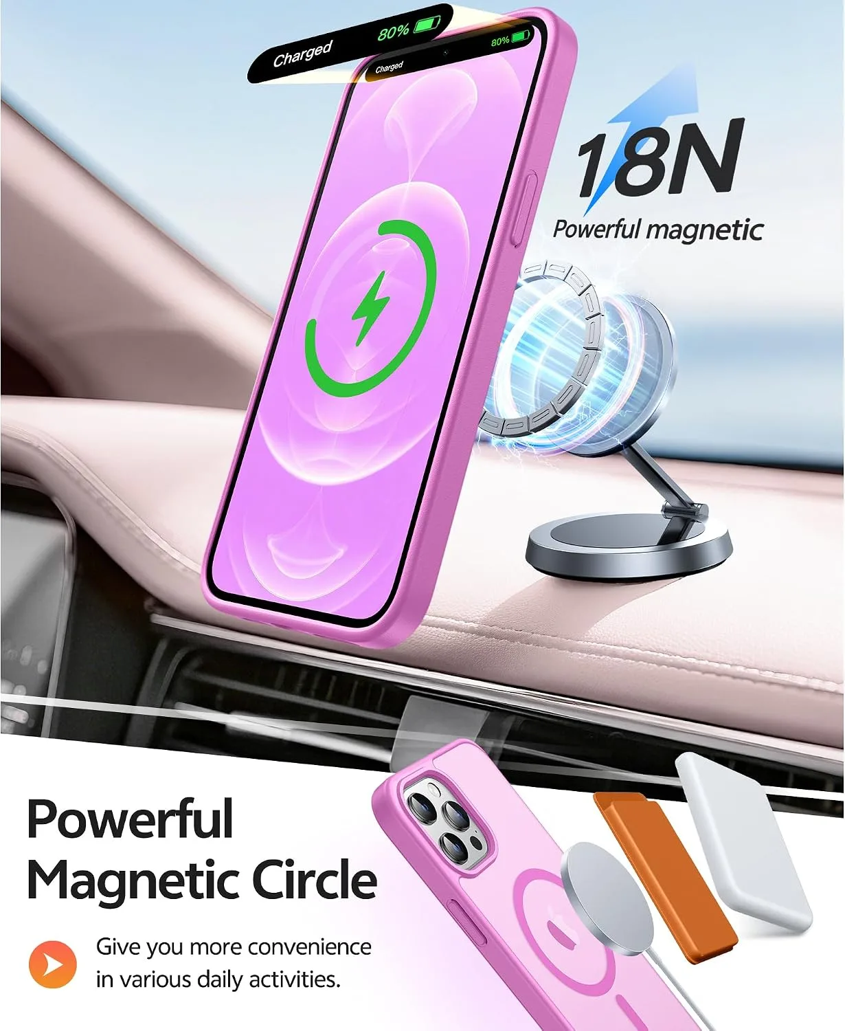 FNTCASE for iPhone 12 Pro Max Case, Fit for Magsafe, Translucent Matte Back