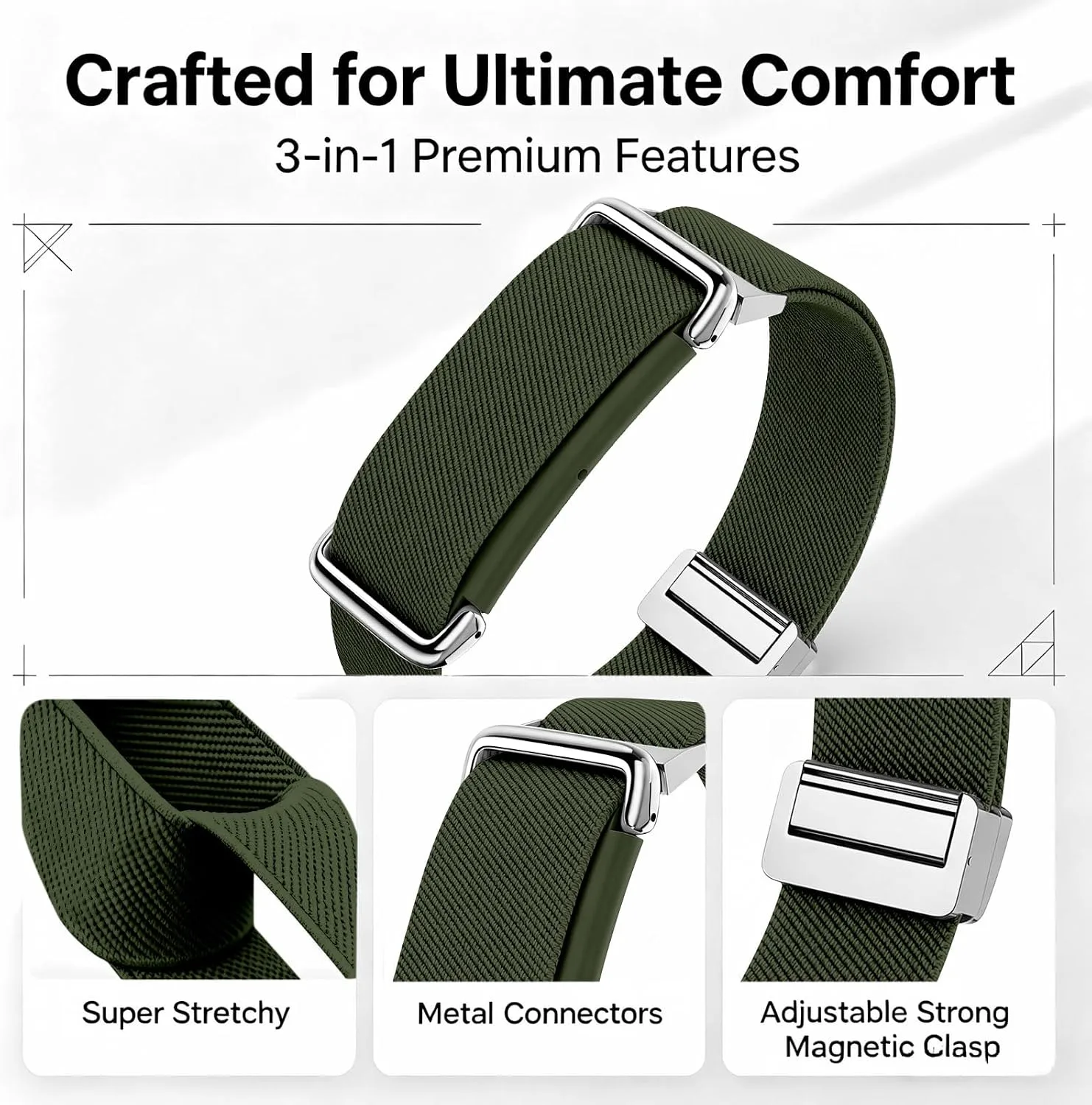 Magnetic Sport Nylon Band Compatible with Google Fitbit Air Active Band