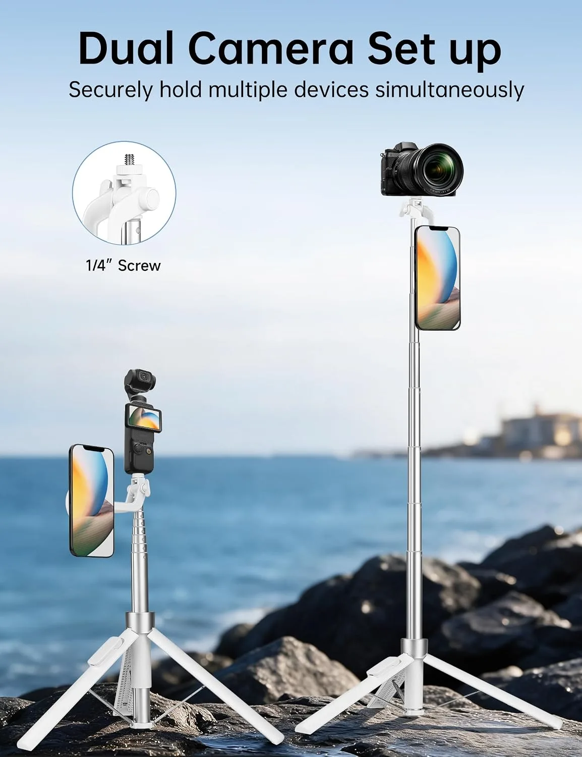 70" Magnetic Tripod for iPhone Magsafe, Extendable Selfie Stick Tripod