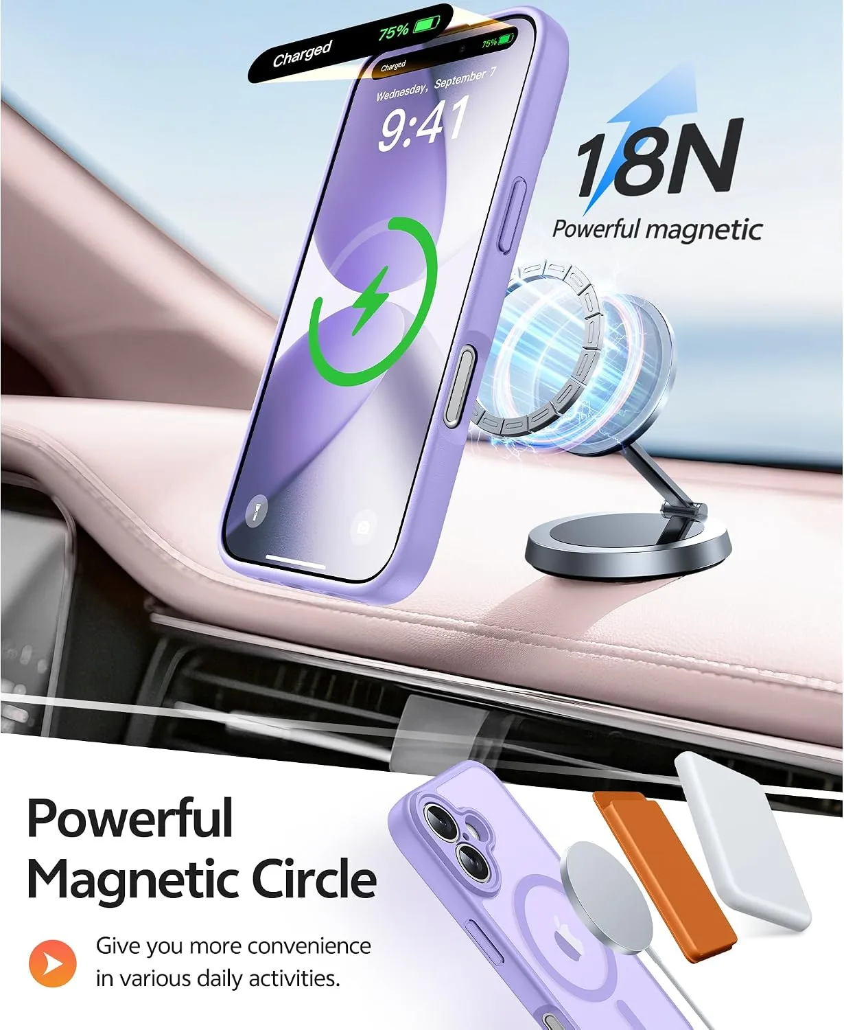 FNTCASE for iPhone 17 Case, Fit for Magsafe, Light Purple