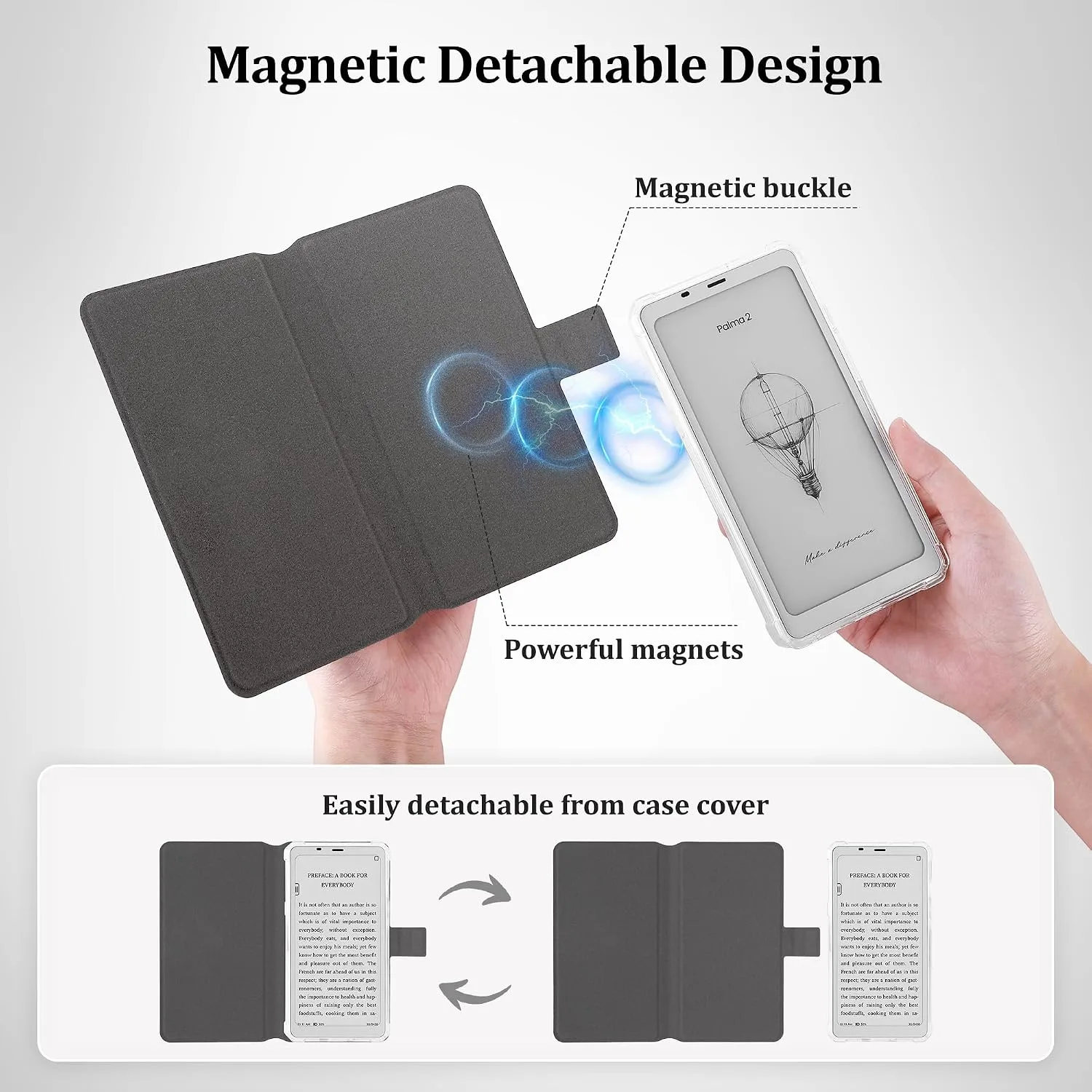 2in1 Case for Onyx BOOX Palma 2 Magnetic Detachable Folio Cover