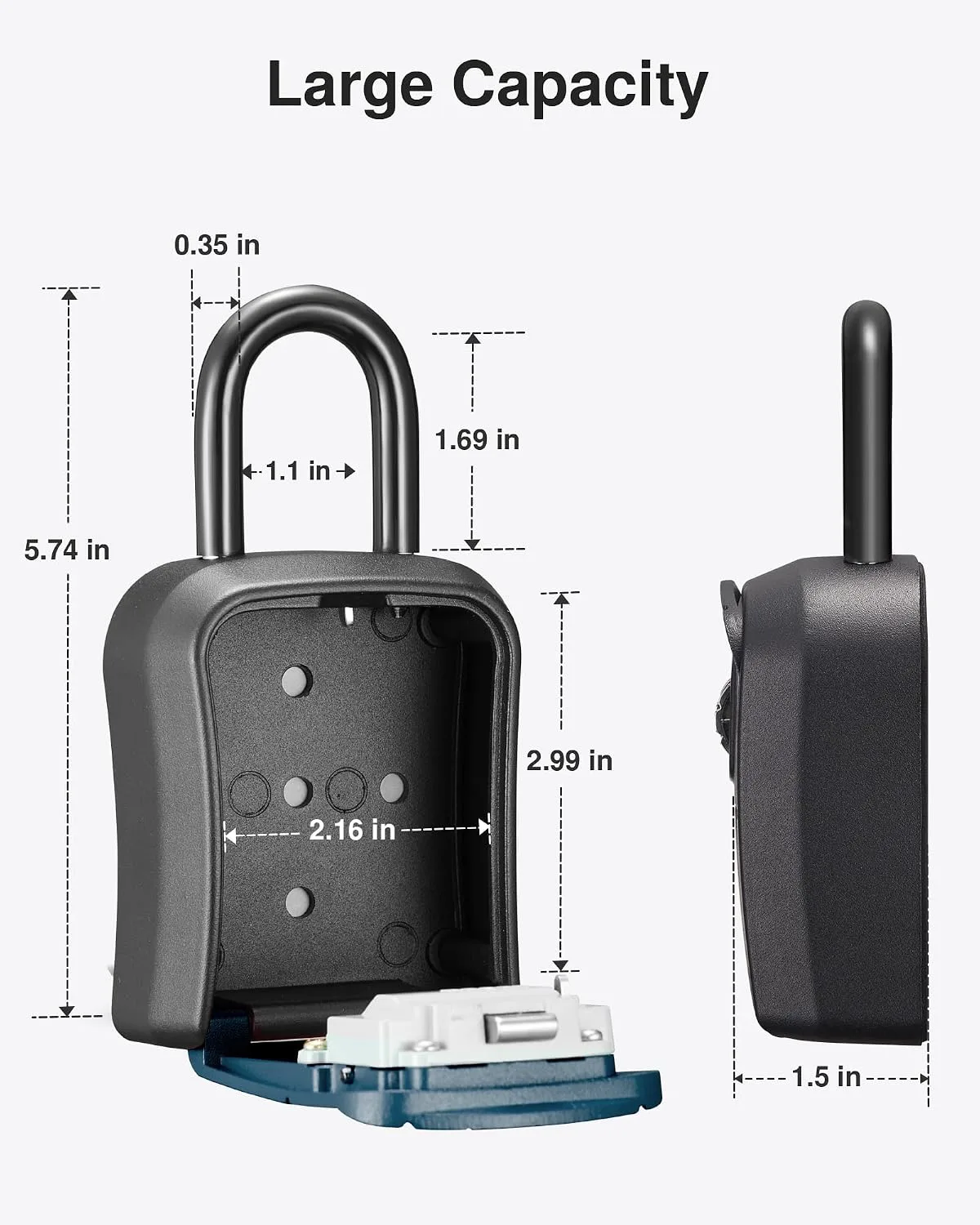Puroma Key Lock Box Outdoor 4 Digit Code Combination Lockbox 1 Peacock Blue