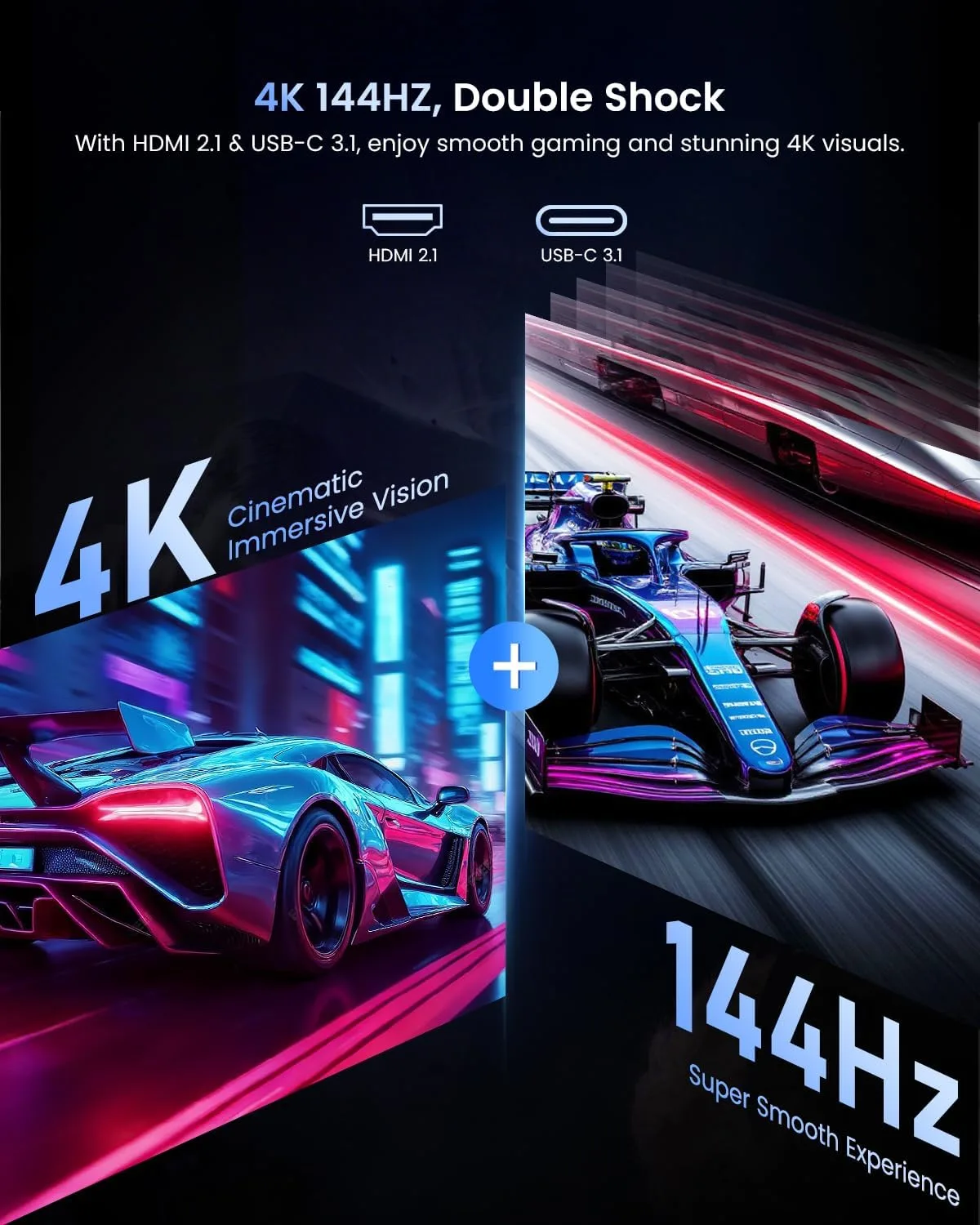 UPERFECT 19" 4K 144Hz Portable Monitor,  600 Nits 146% sRGB Gaming Monitor