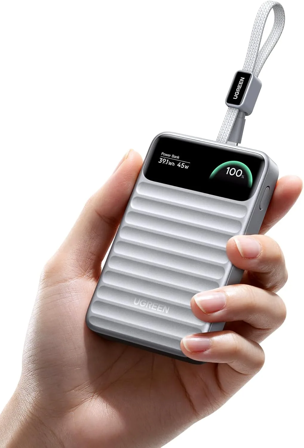 UGREEN 55W Power Bank 10000mAh Built-in Cable Portable Charger
