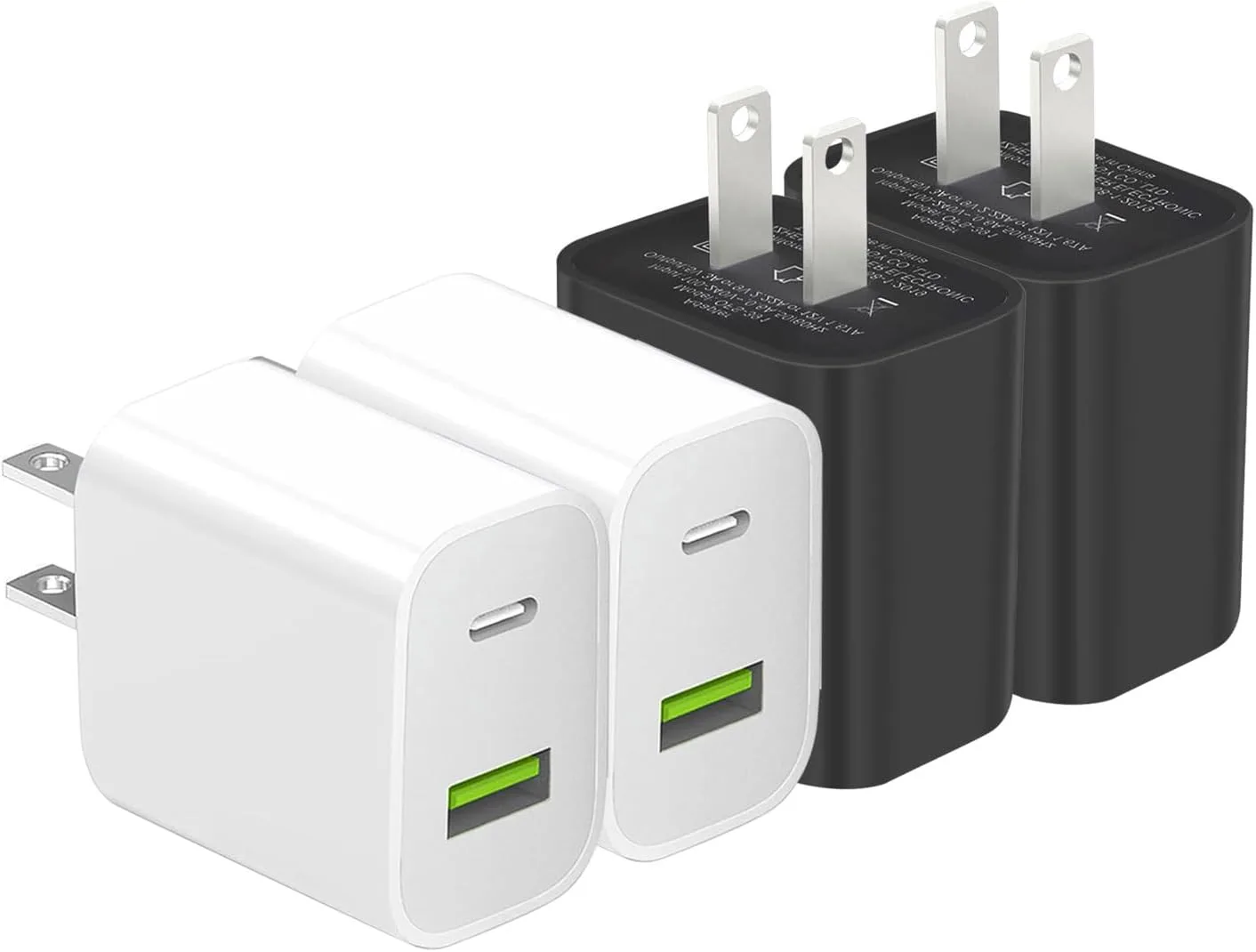 4 Pack USB C Charger Block, Dual Port Type C Wall Charger Fast Charging