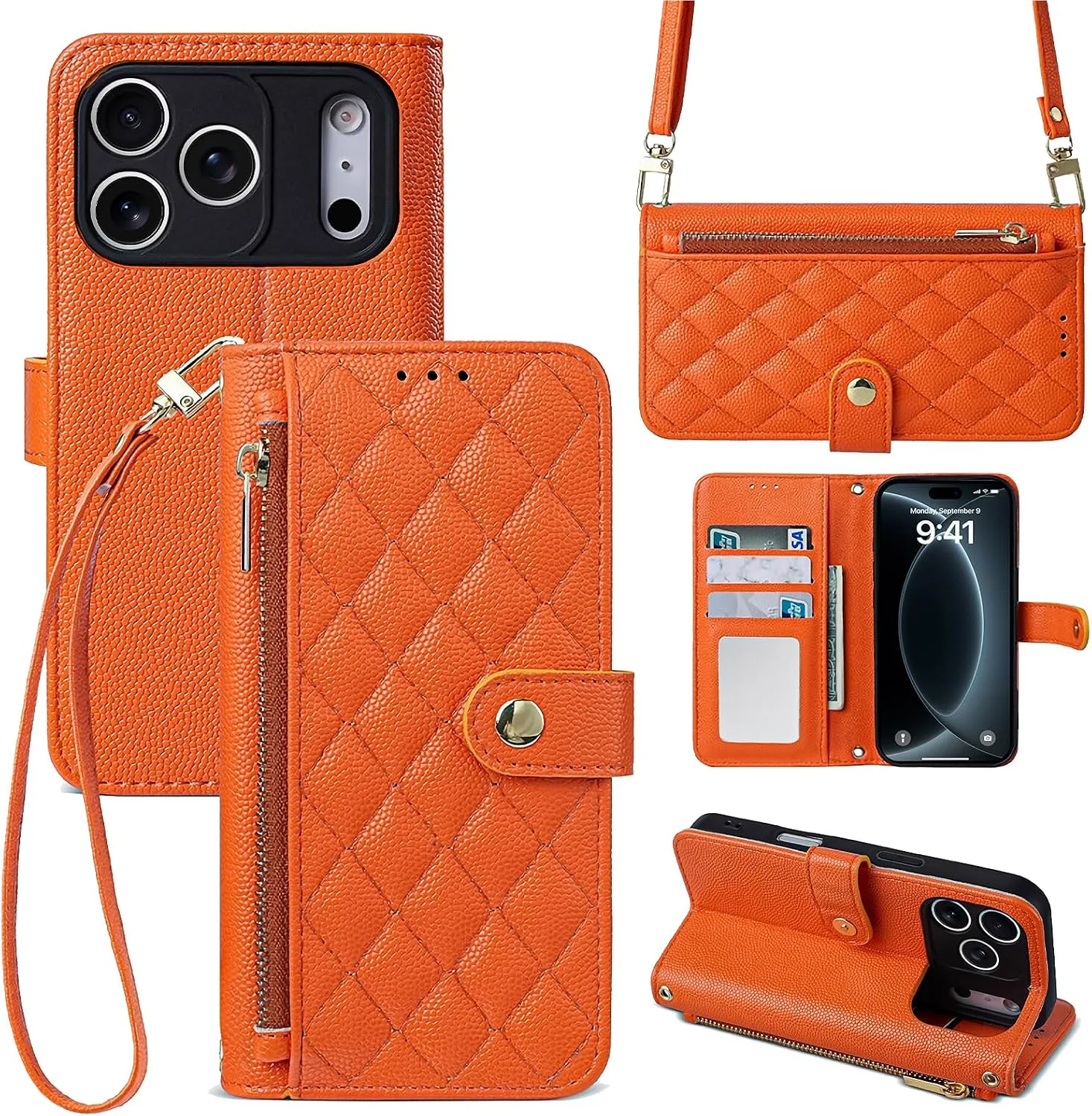 Wallet Phone Case Crafted for iPhone 17/18 Pro Max Orange