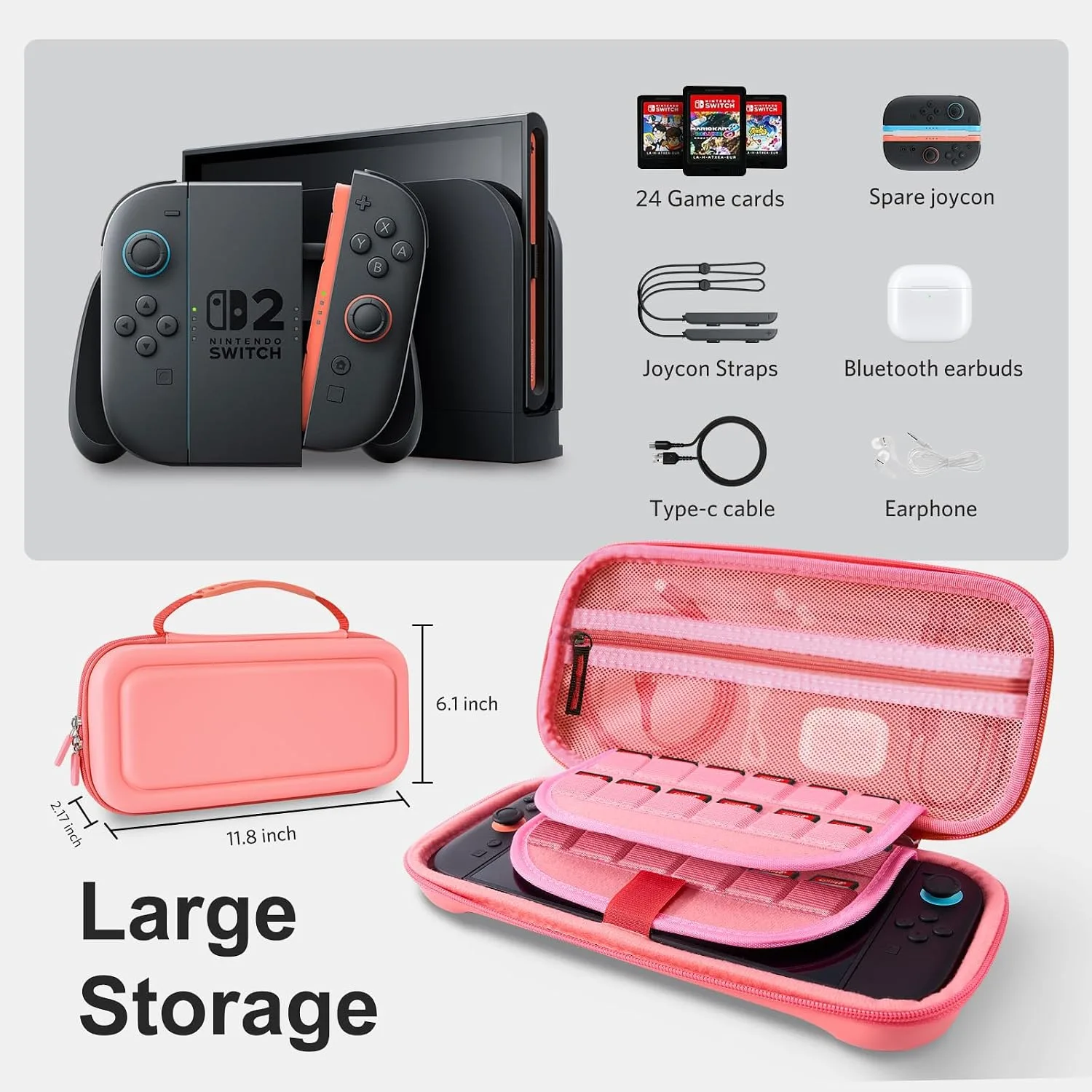 CoBak Large Capacity Carrying Case for Nintendo Switch 2 (2025)