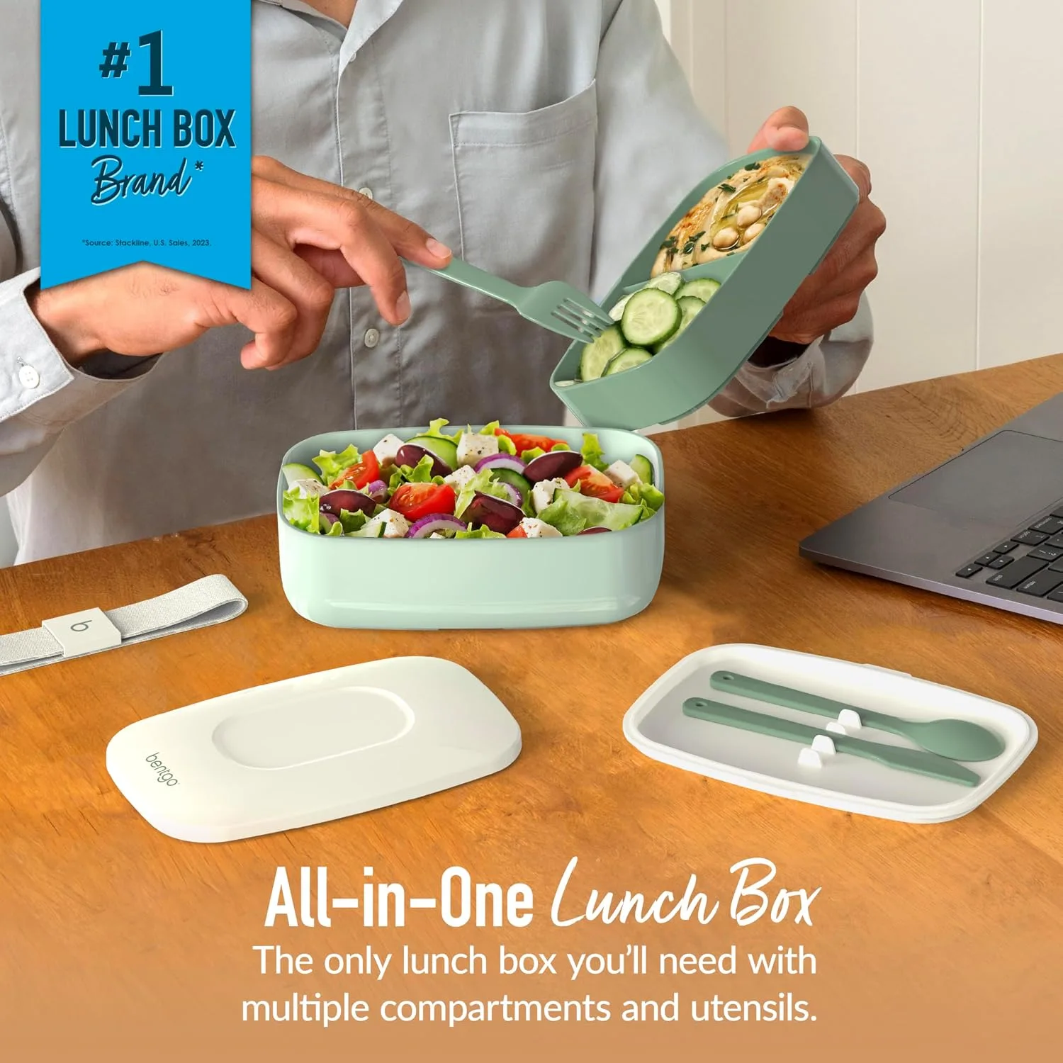 Bentgo Classic Stackable 3-Compartment Adult Bento-Style Lunch Box