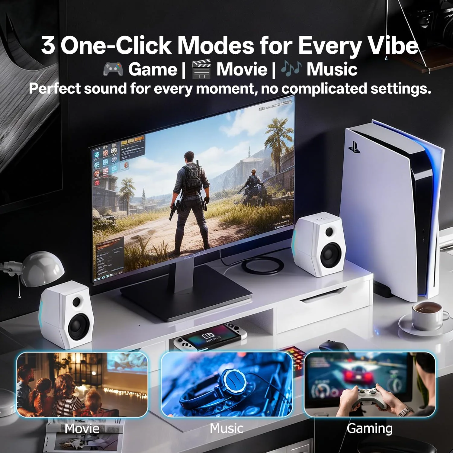 Sanyun SW209 36W 2.0 Gaming Speakers, Tactical Audio Map with 3 DSP Modes
