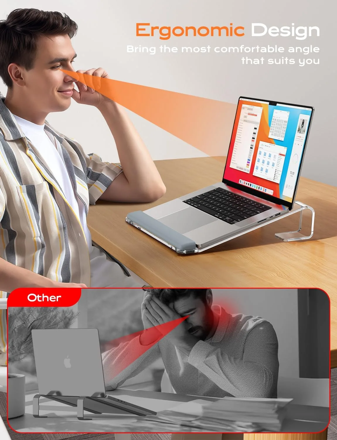 LOXP Acrylic Laptop Stand for Desk, Laptop Stand with Wrist Support