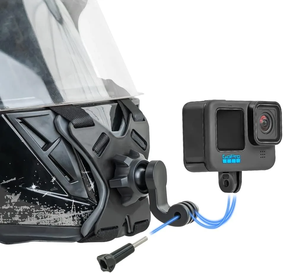Motorcycle Helmet Chin Strap Mount Compatible with GoPro Hero 13,12,11,10, 9, 8, 7, (2018), 6 5,DJI Osmo Action 6/5 pro/4/3, AKASO, SJCAM and Most Action Cameras