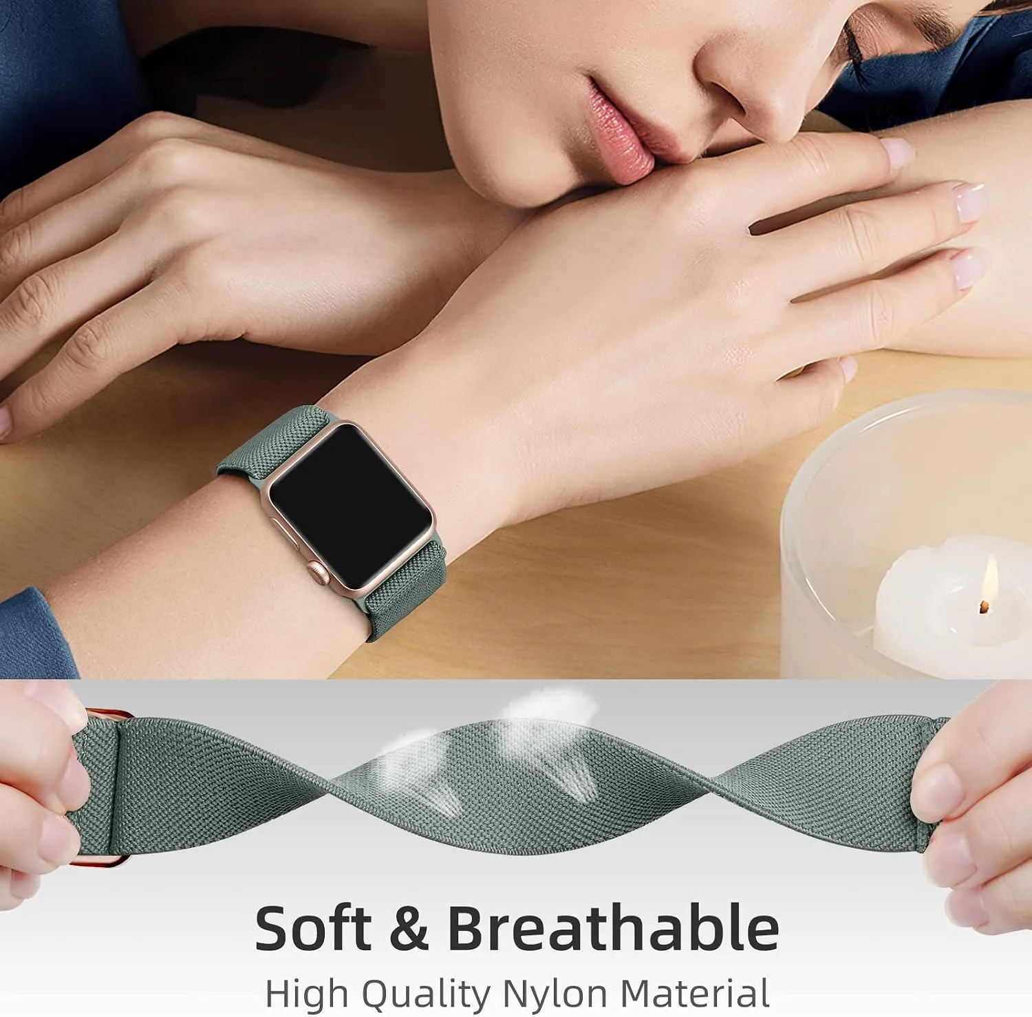 DaQin 3 Pack Stretchy Solo Loop Compatible with Apple Watch Bands Men Women