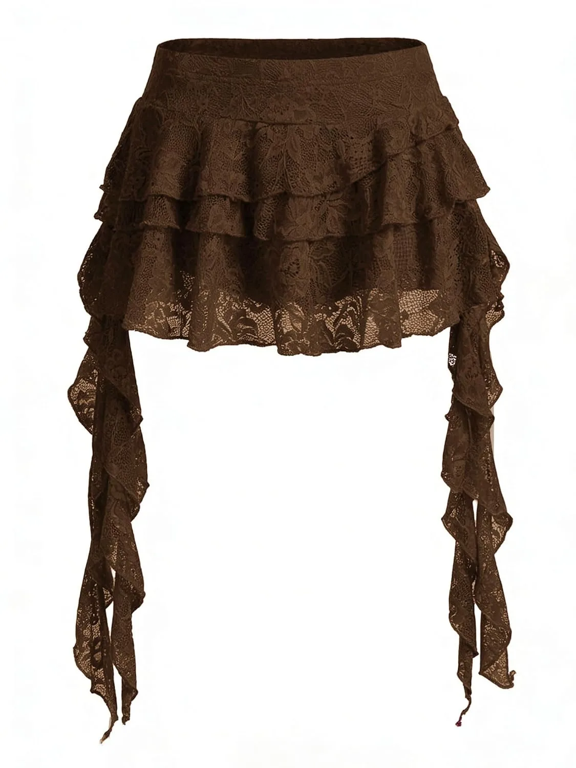 EnchantingEssence Women's Y2K Mini Skirt Ruffle Lace Mesh Asymmetrical Flowy Short Skort