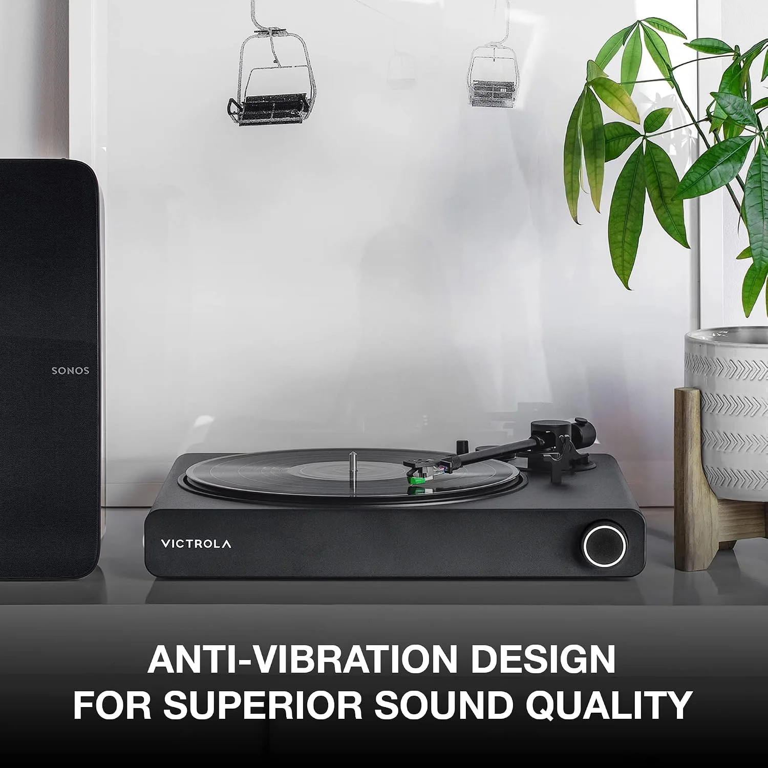 Victrola Stream Onyx - Wireless Wi-Fi Turntable, Works with Sonos - Black