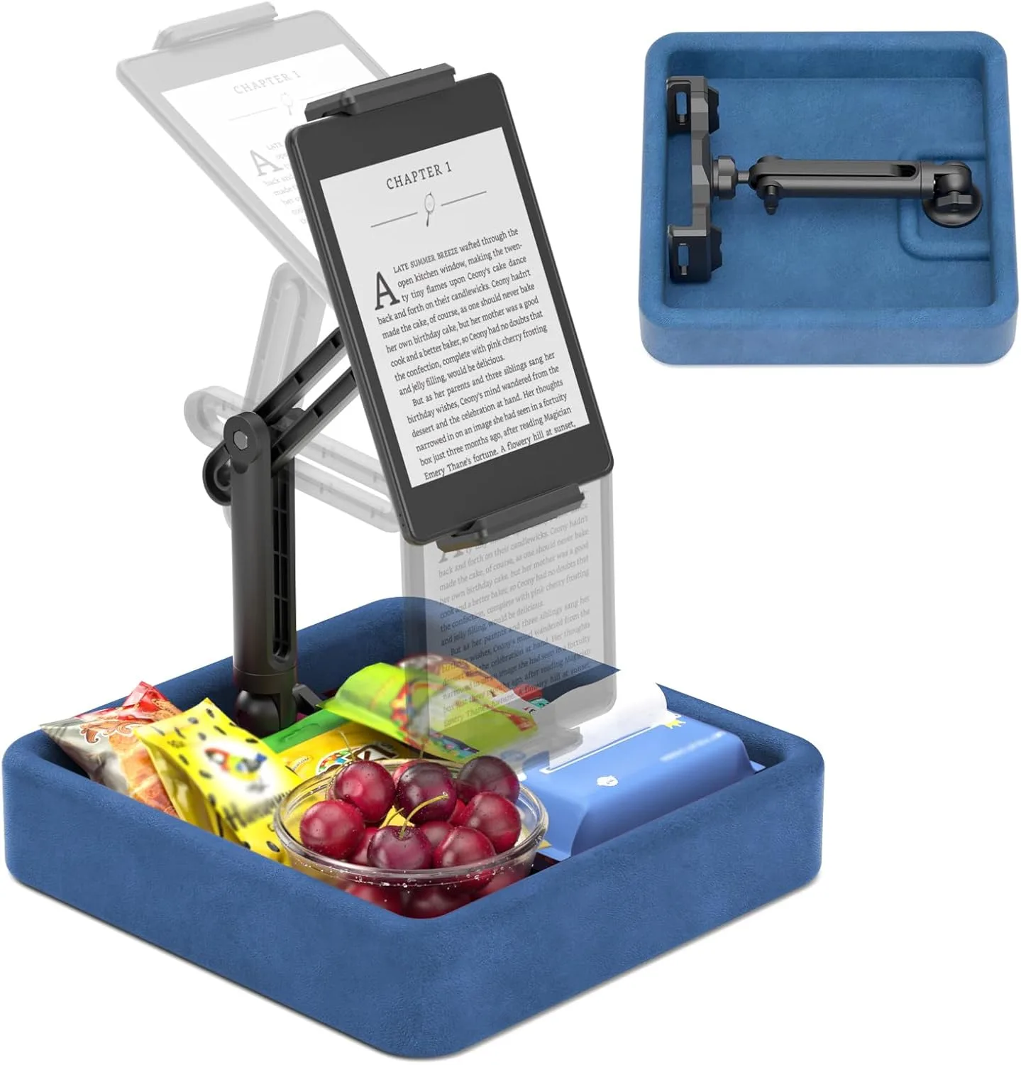 KDD Tablet Pillow Stand - Multi-Angle Adjustable iPad Holder for Lap, Bed and Desk - Foldable Kindle Soft Pad Dock with Storage Tray Compatible with iPad Pro 12.9, Air Mini, Phone, E-Reader