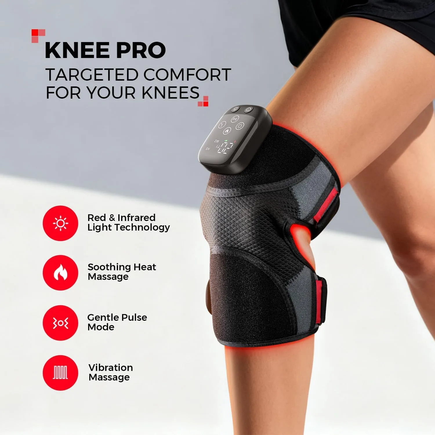 LTW 2 Pack Knee Massager with Heat & Red Light Therapy for Pain Relief