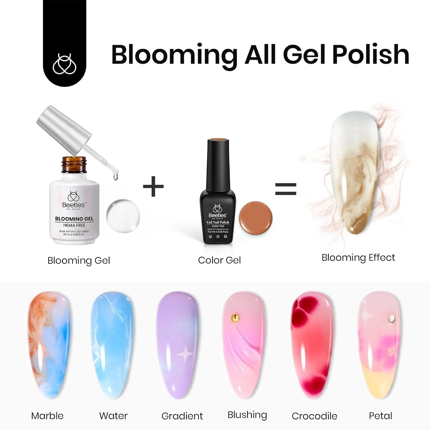 Beetles Blooming Gel Nail Polish HEMA Free with Nail Brush 1 Pcs 20ml