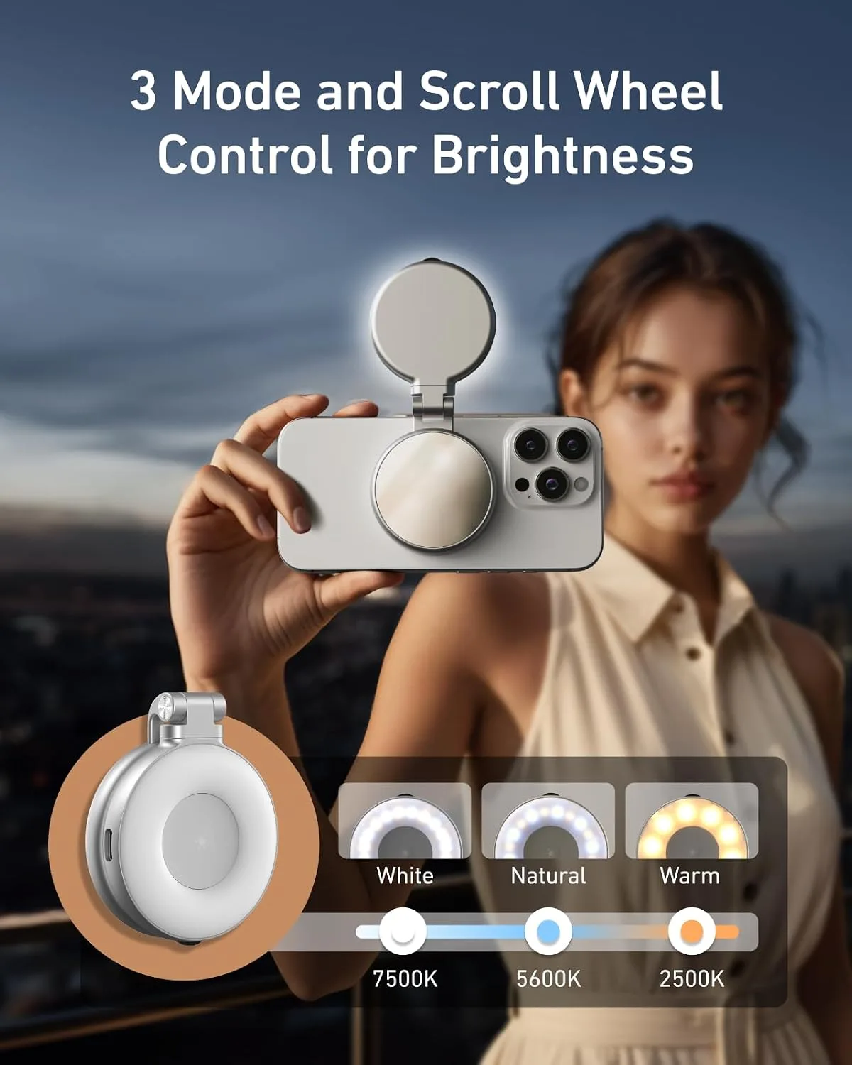 TELESIN C03 Magnetic Selfie Light, Phone Light for iPhone Magsafe