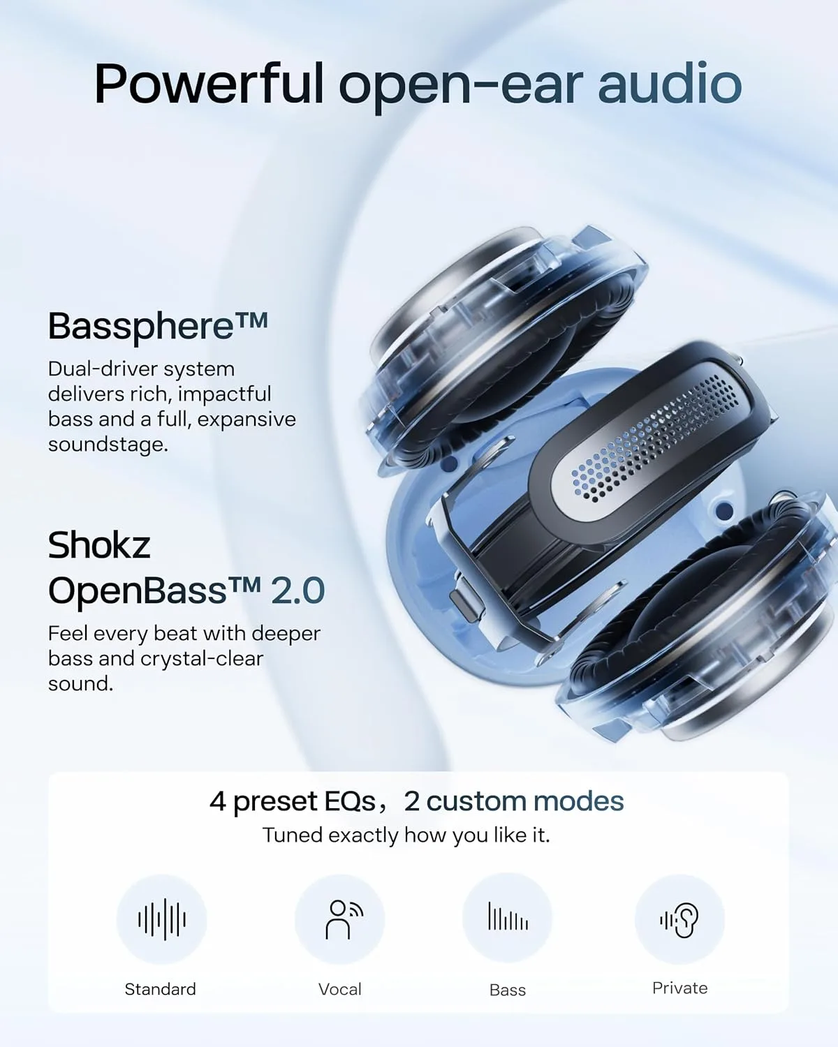 SHOKZ OpenFit Air 2, Open Earbuds, Black, Water Resistant, Secure Earhooks