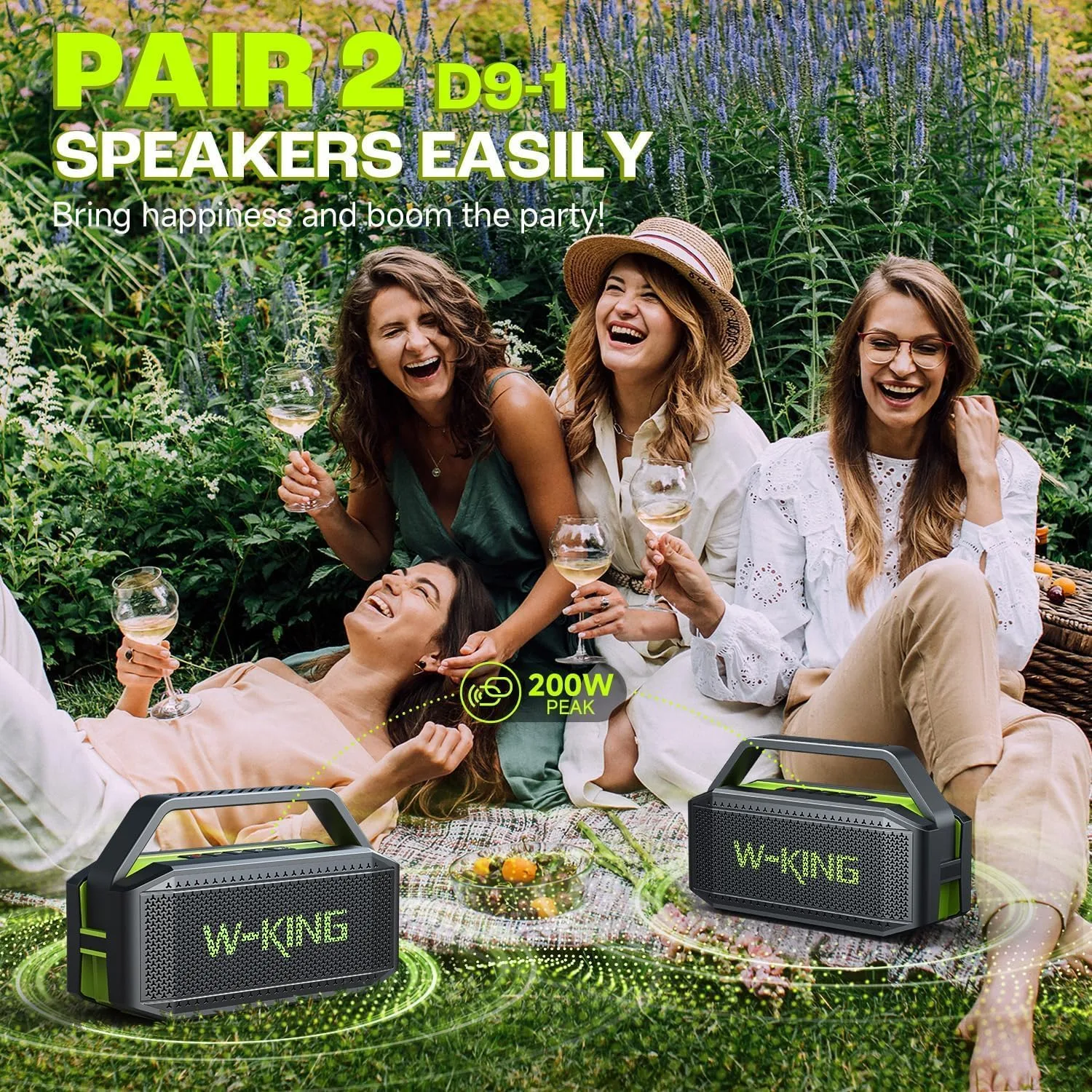 W-KING Portable Bluetooth Speaker Loud 100W Max Waterproof Outdoor Wireless
