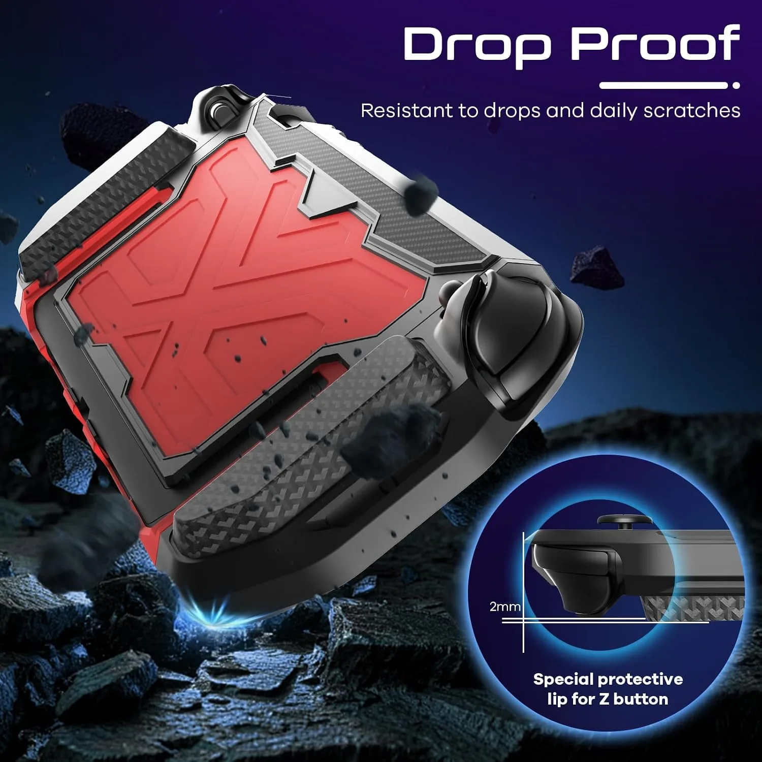 Toladoshop Dockable for Switch 2 Grip Case (2025) Accessories, Armor Slim Military-Grade Protection for Detachable 3PCS Design Joncon Holder with Screen Protectors and Joystick caps, Red