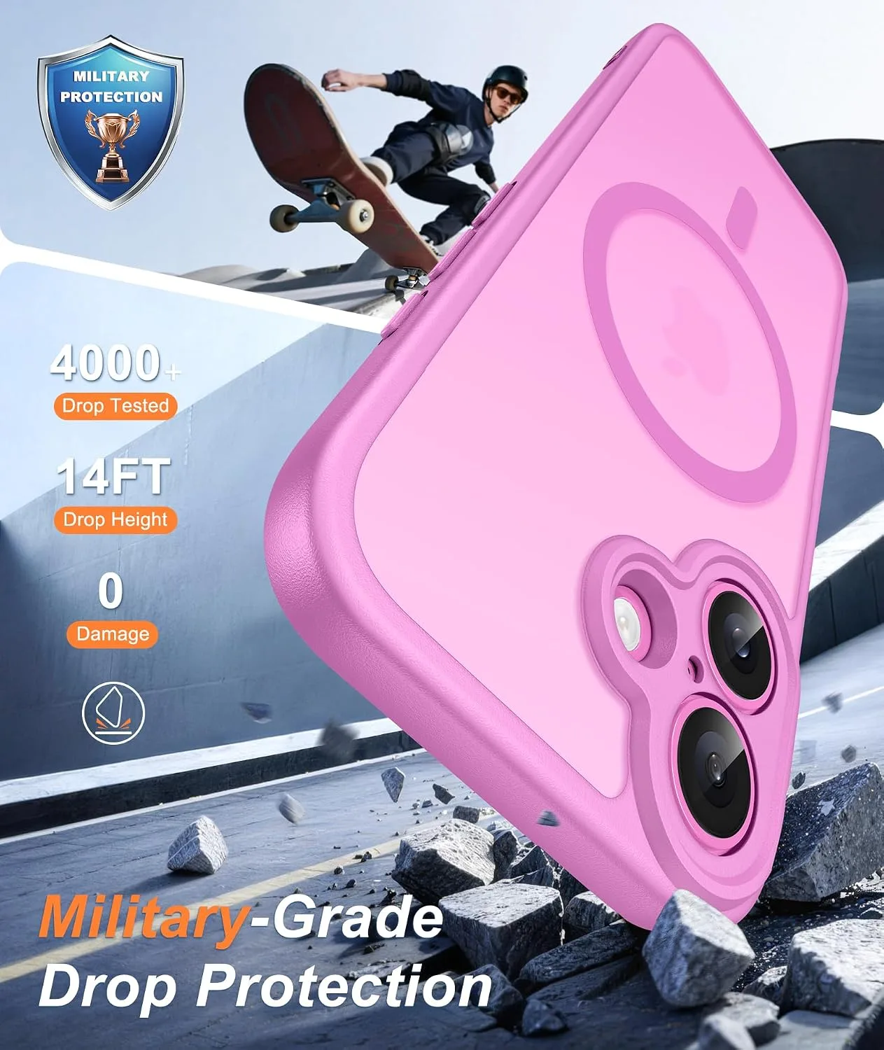 FNTCASE for iPhone 16 Case Fit for MagSafe Pink