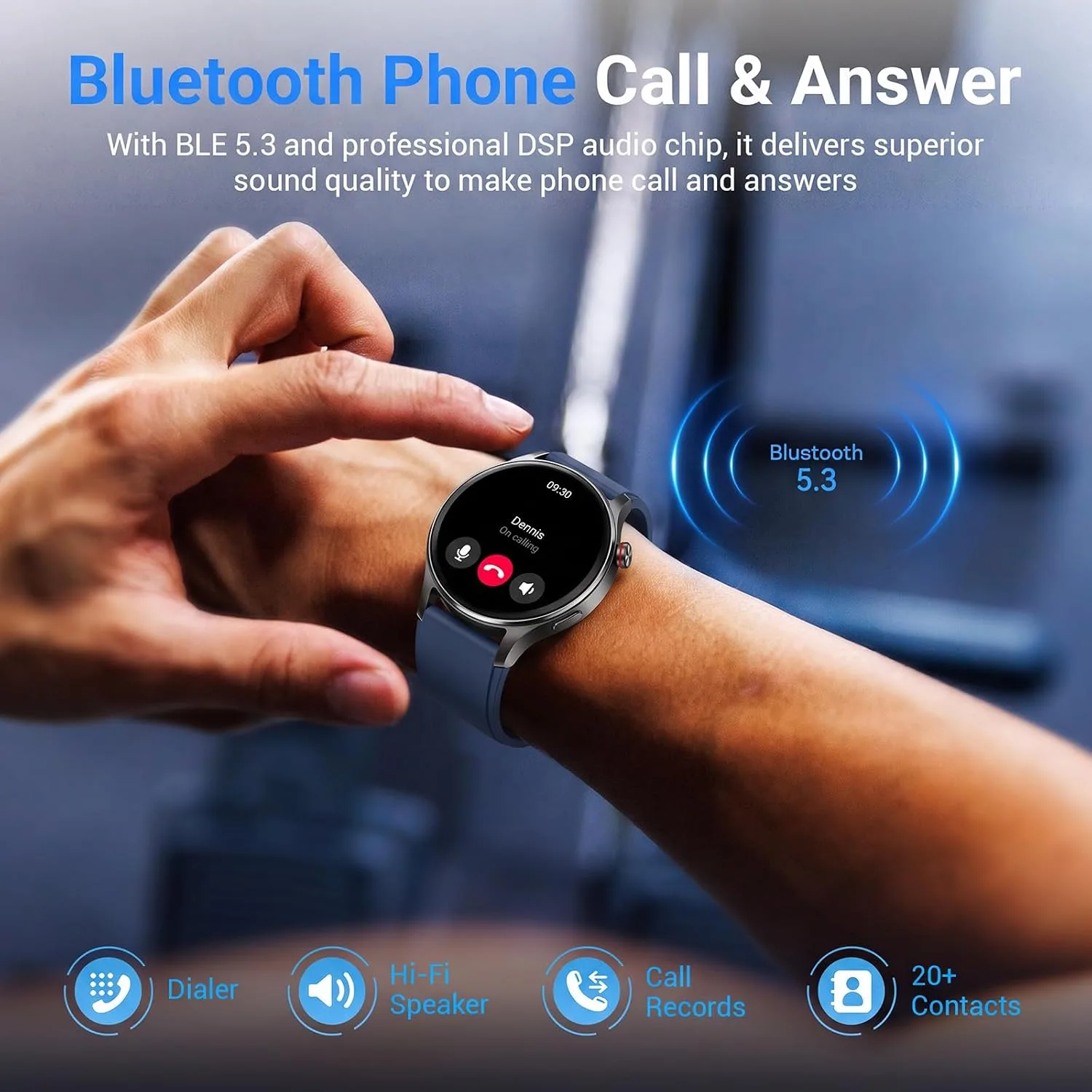 Fitpolo Smart Watch for Men Women,1.32" AMOLED Fitness Tracker (Navy Blue)
