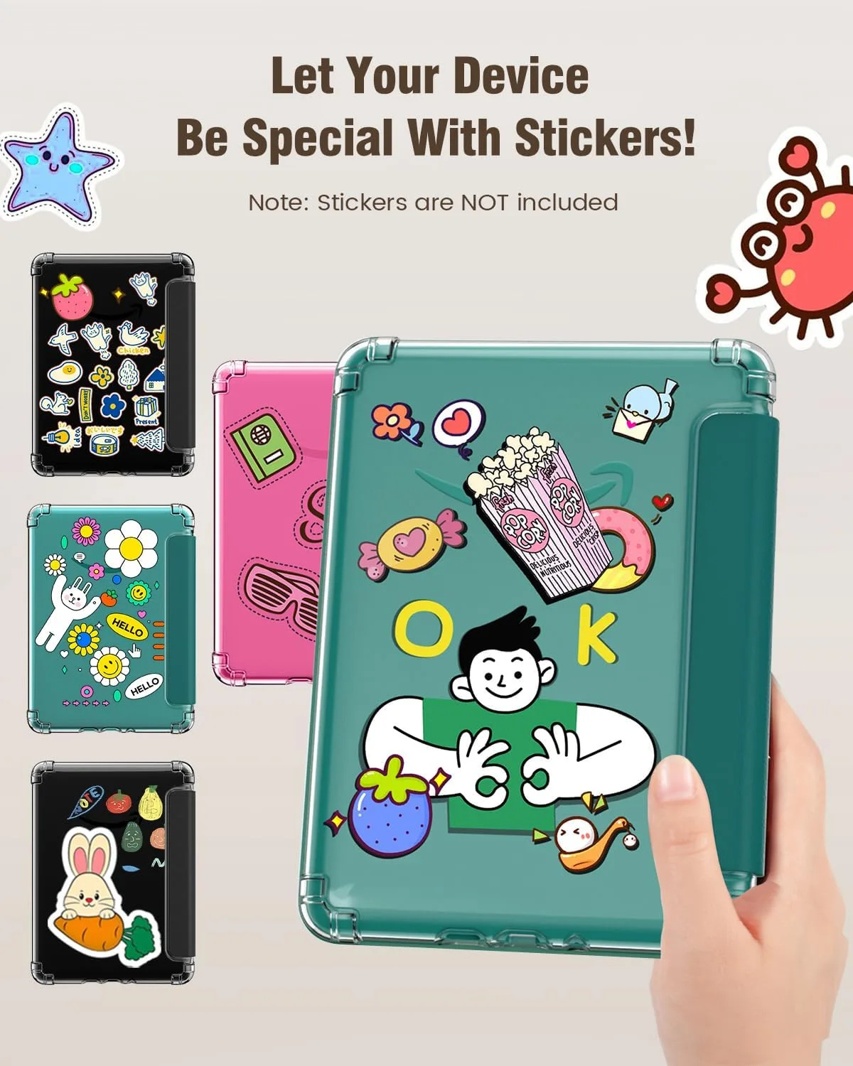 MoKo Case for 7" Kindle Paperwhite 12th Generation 2025/2026 & Kindle Colorsoft 2024/2025,Glitter Clear Kindle Case, Flexible Clear Soft TPU Back Cover Light Shell with Auto Wake/Sleep, Jade Green